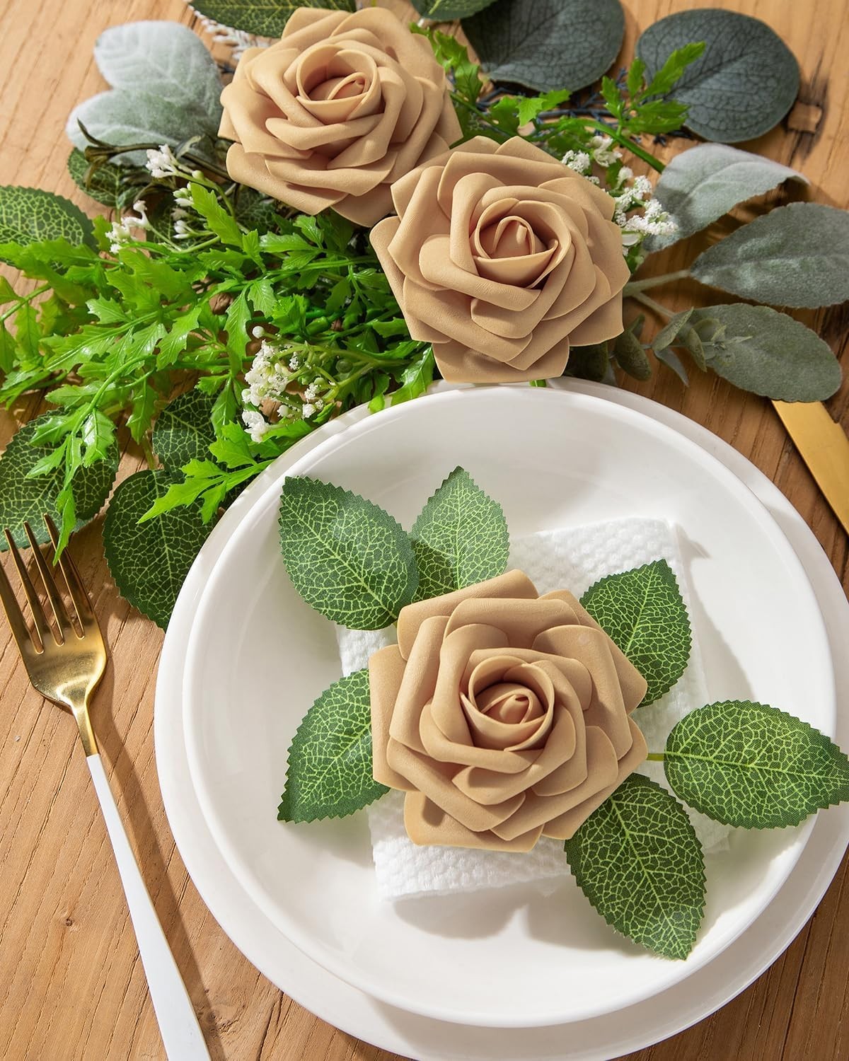 25Pcs Artificial Roses Flowers Fake Roses with Stems Real Touch Foam Flowers …