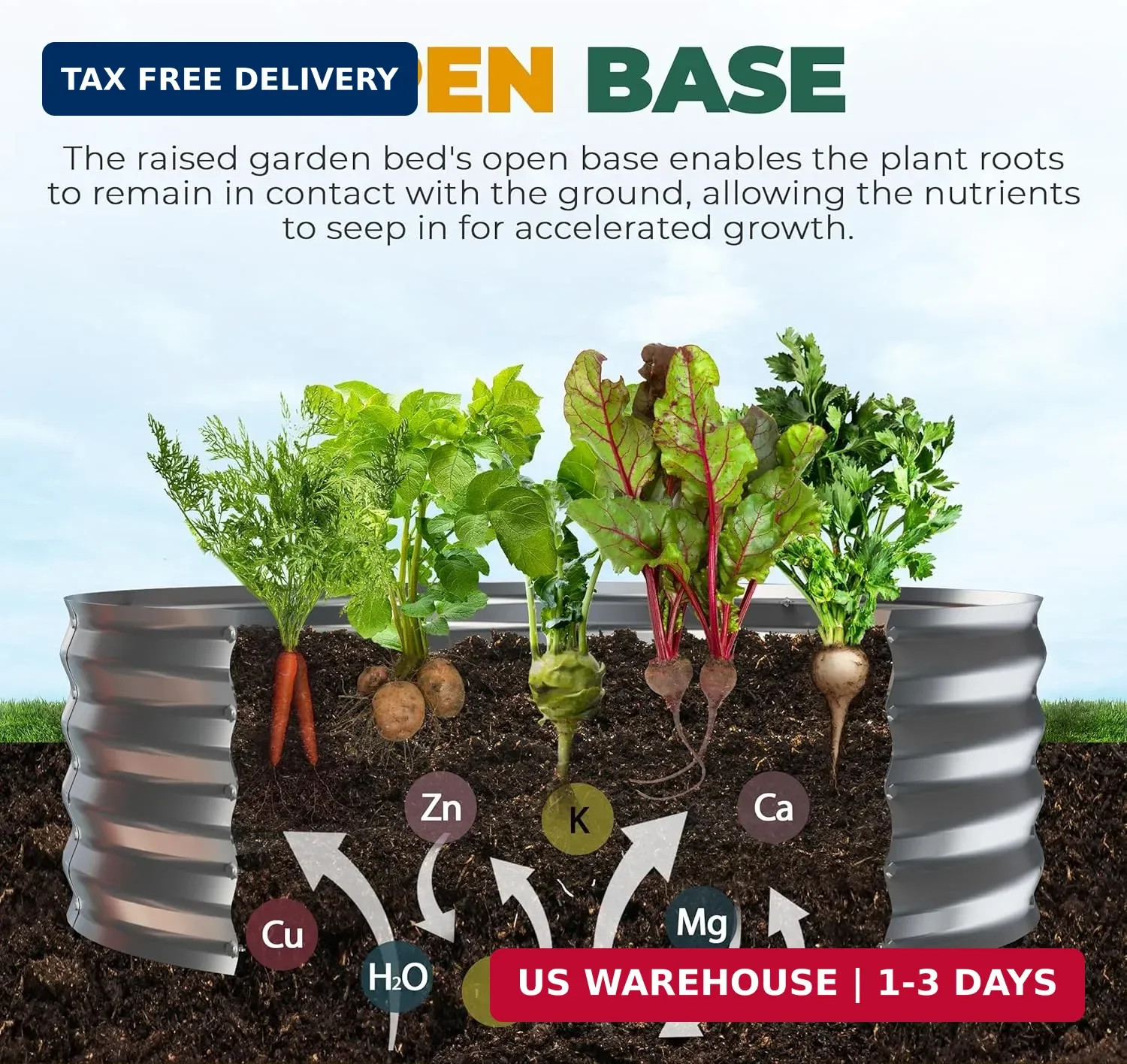 Utopia Home Galvanized Raised Garden Bed Kit 2x2x1 Ft, Planter Box Round Raised