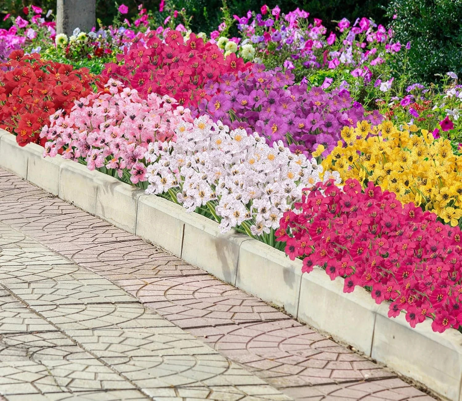 24 Bundles Artificial Flowers for Outdoors Decoration, UV Resistant Mixed Color