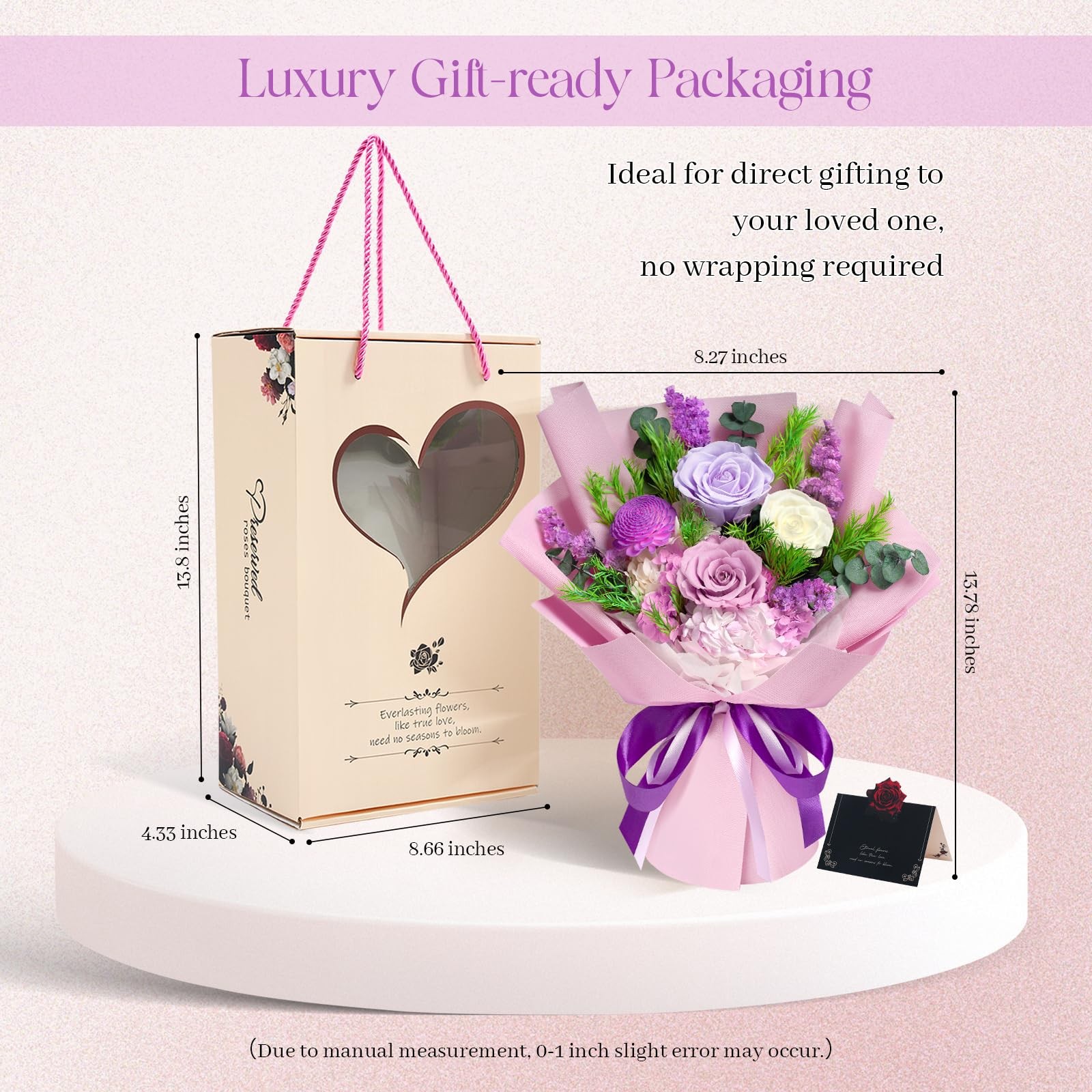 Preserved Flowers Bouquet – Birthday Gifts for Women, Real Flowers for Delive…