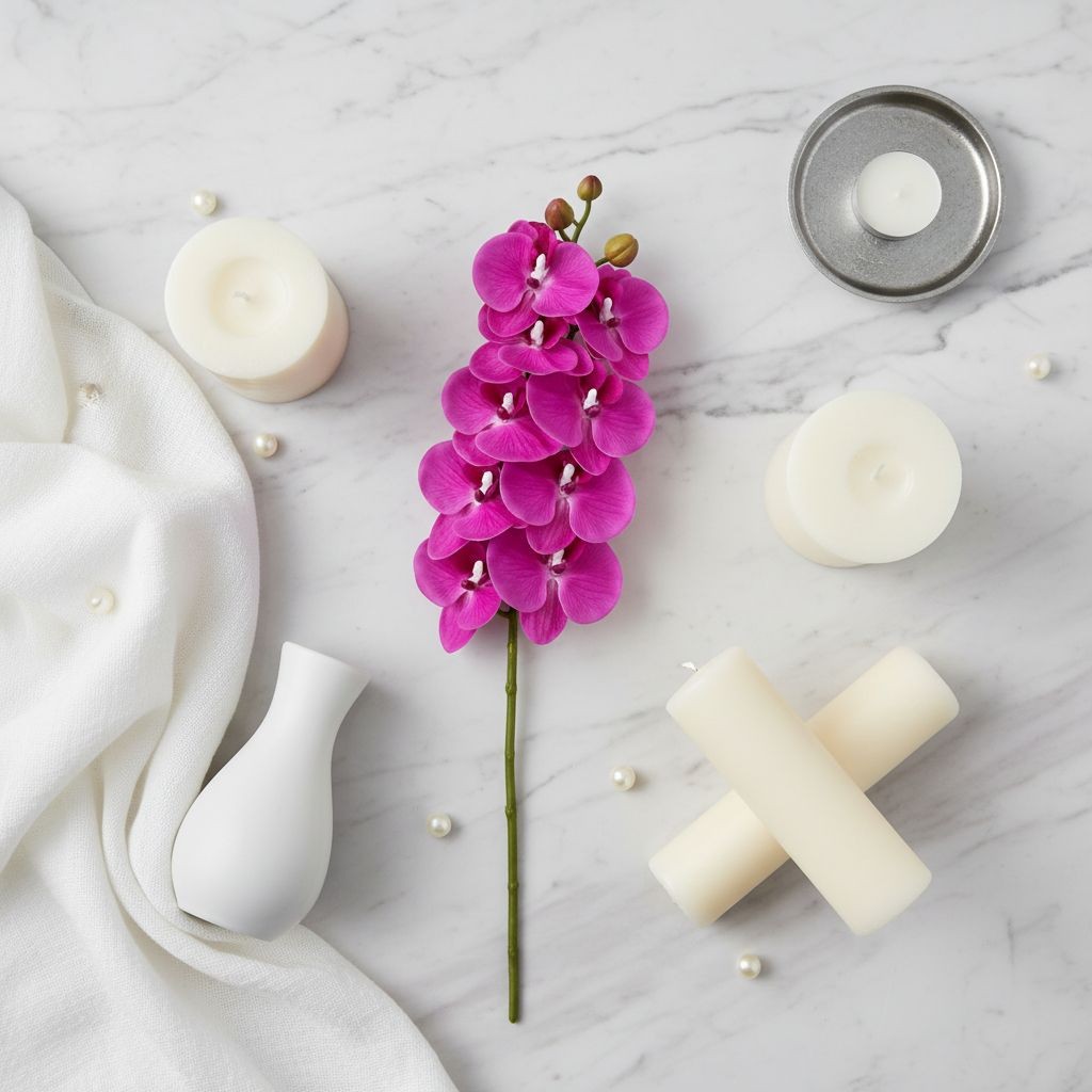 Purple Orchid Stem Artificial Floral Pick 26 Inch Magenta Purple Faux Orchid Spr
