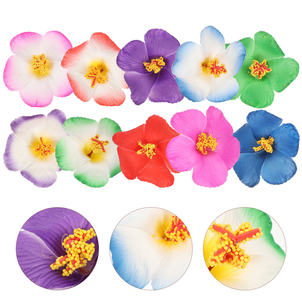 10Pcs Simulated Hibiscus Flower Eva Banquet Tropical Faux Hawaii Hibiscus Flower
