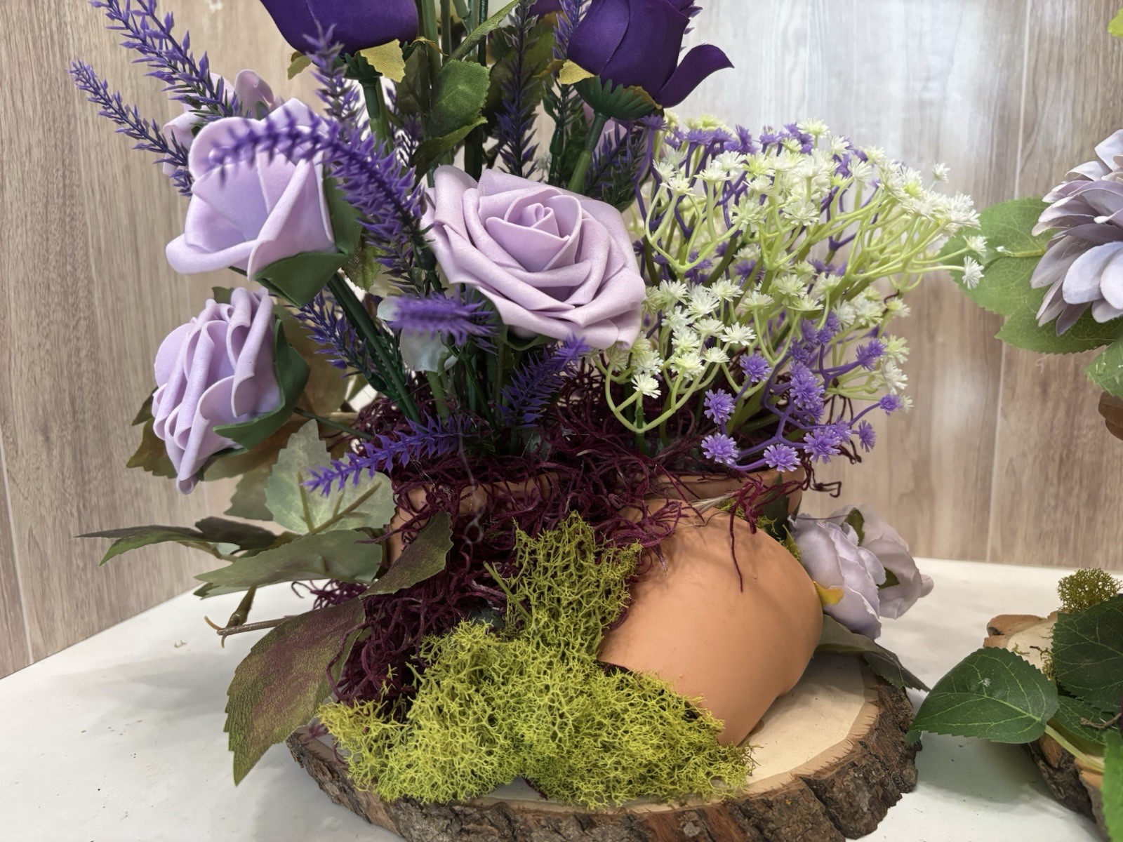 Wedding Shower Shades Of Purple Silk Flower Arrangements Box 2