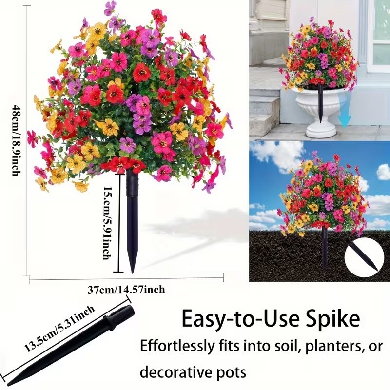 Artificial Violet Flowers with Ground Spike Fake Plants Garden Patio Yard Decor