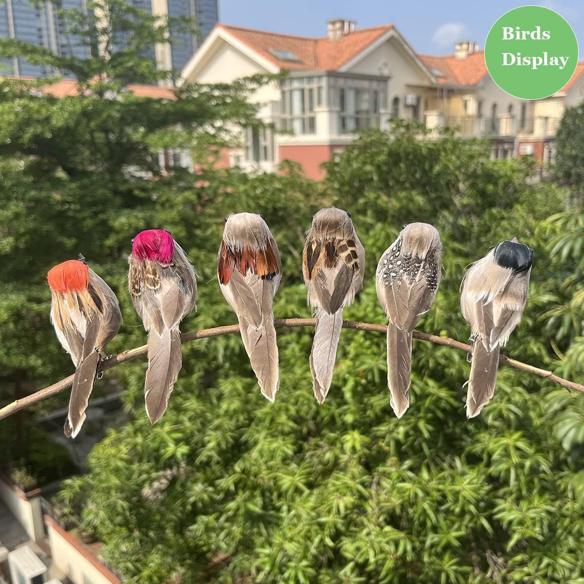 6pcs Artificial Birds Realistic 3.9-Inch Simulation Foam Feather Sparrow Bird Cl