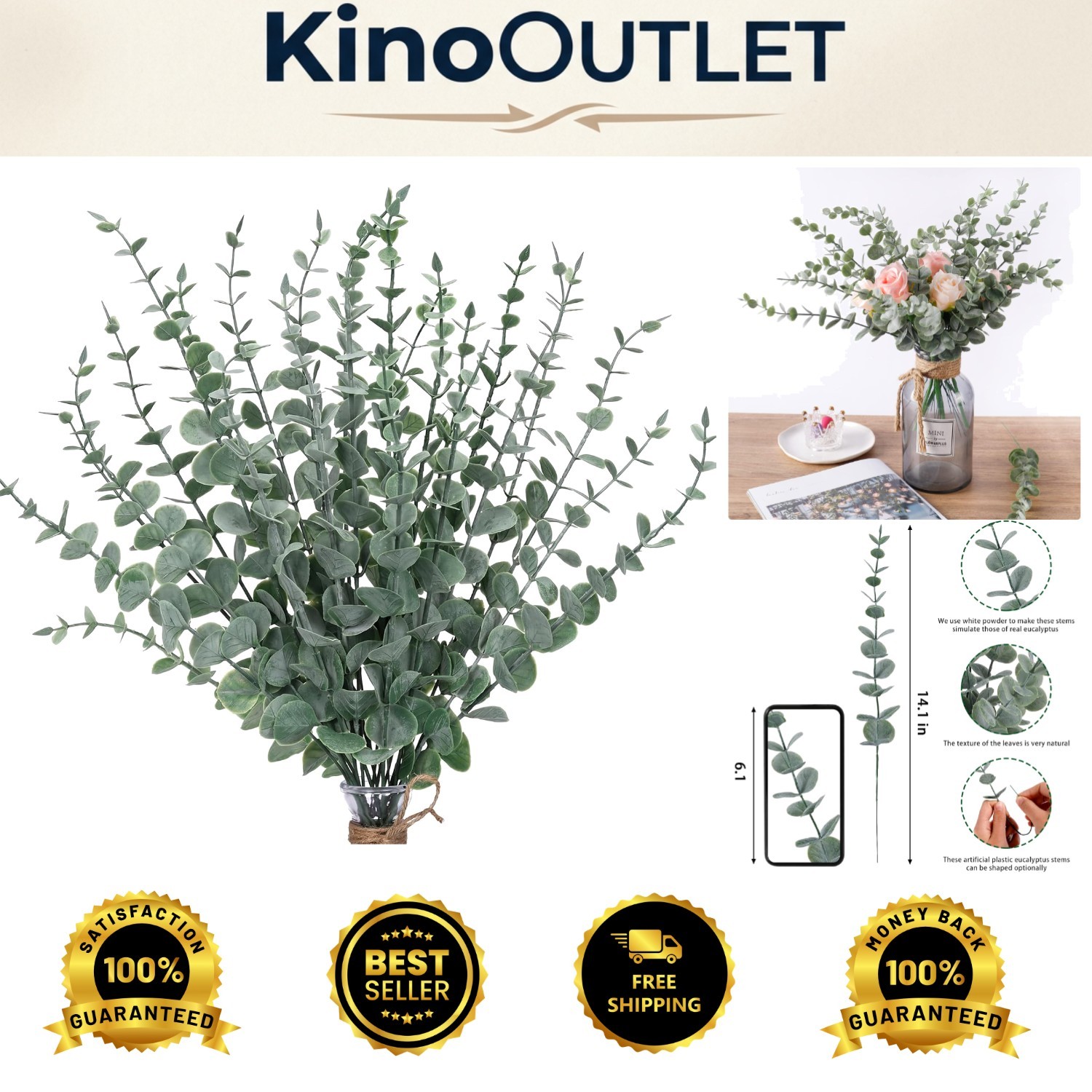 24 Pcs Spring Eucalyptus Stems – Perfect for Farmhouse & Holiday Arrangements