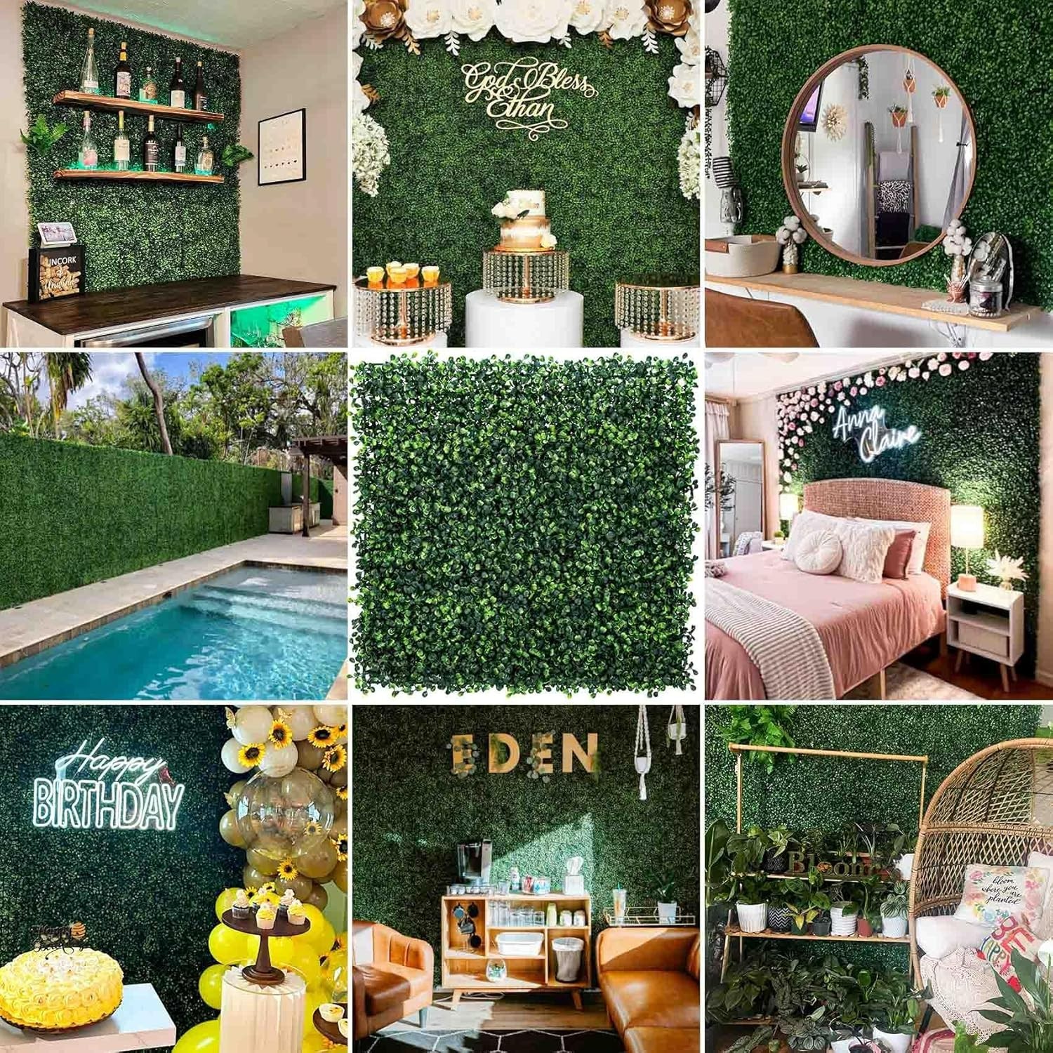 Elegant 33 Sq. Ft. Faux Grass Wall Panels – 12 Pack 20″x20″ for Home and Events