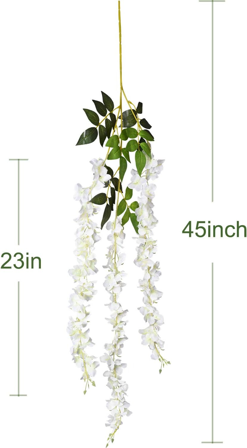 6 Pack Artificial Fake Wisteria Vine Ratta Hanging Garland, 3.75 Feet/Piece Silk