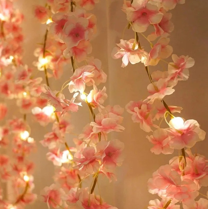 Artificial Sakura Flower Vine – 180cm Silk Garland for Wedding & Home Decor