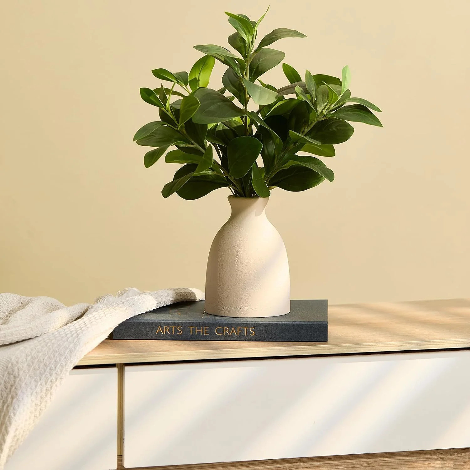 16″ Artificial Eucalyptus Stems Potted Plant Indoor Fake Plants – Realistic Gree