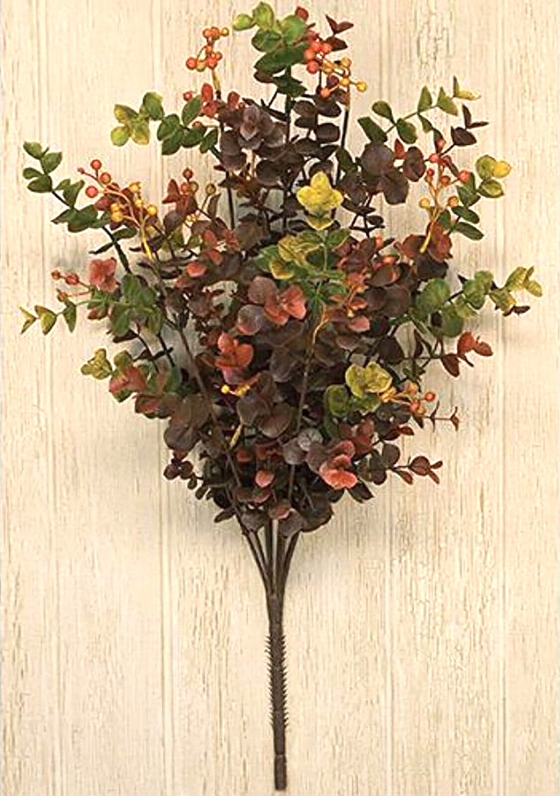 Gorgeous 19″ FALL Eucalyptus Berry Cluster Bush~Red Orange Artificial Greenery