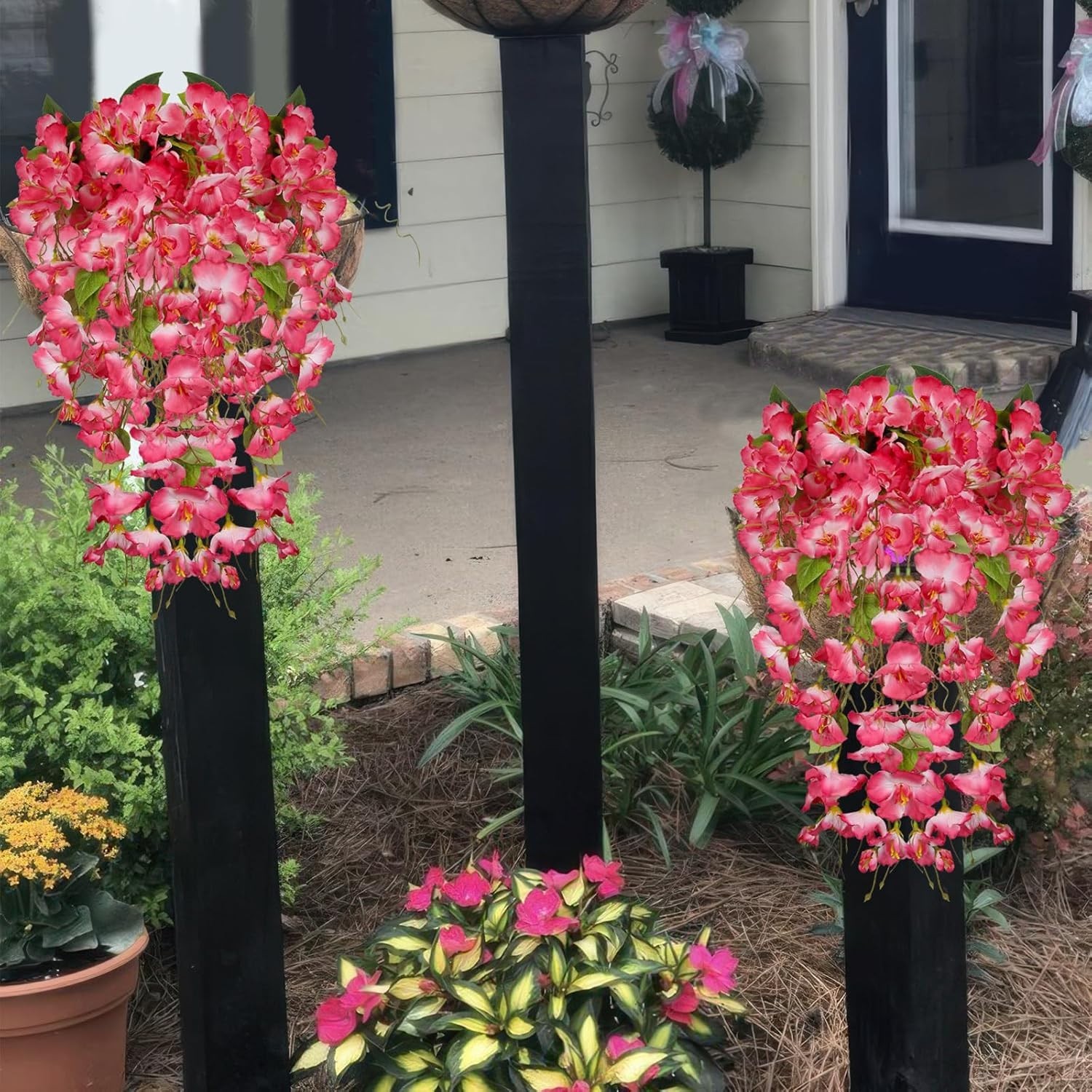 2 Pcs Fake Hibiscus Flowers for Outdoors Artificial Hanging Plants Realistic …