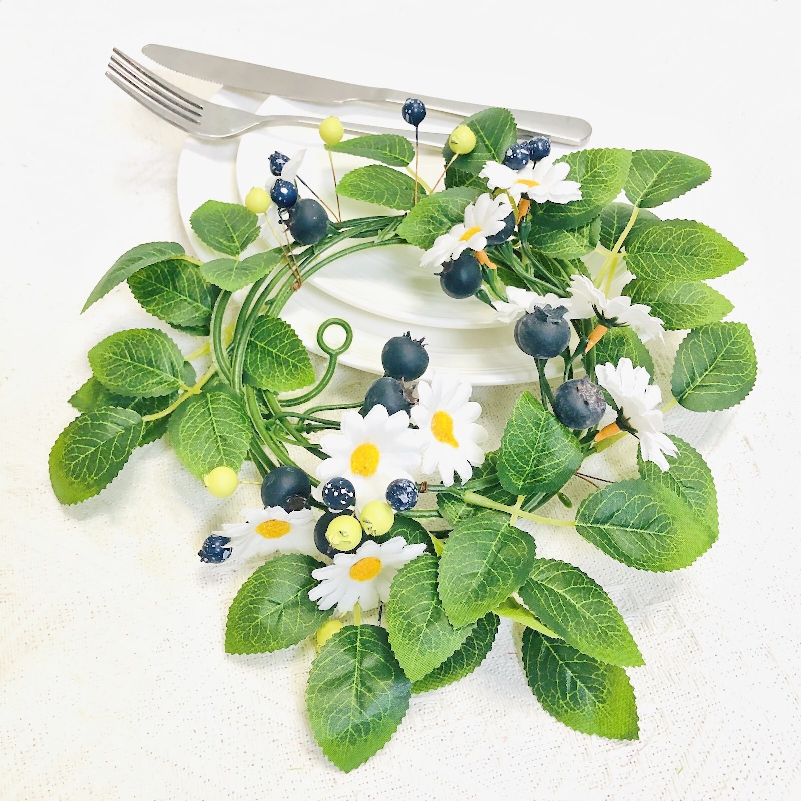 Artificial Blueberry Flowers Plant Vine Garland for Wedding Birthday Home Decor