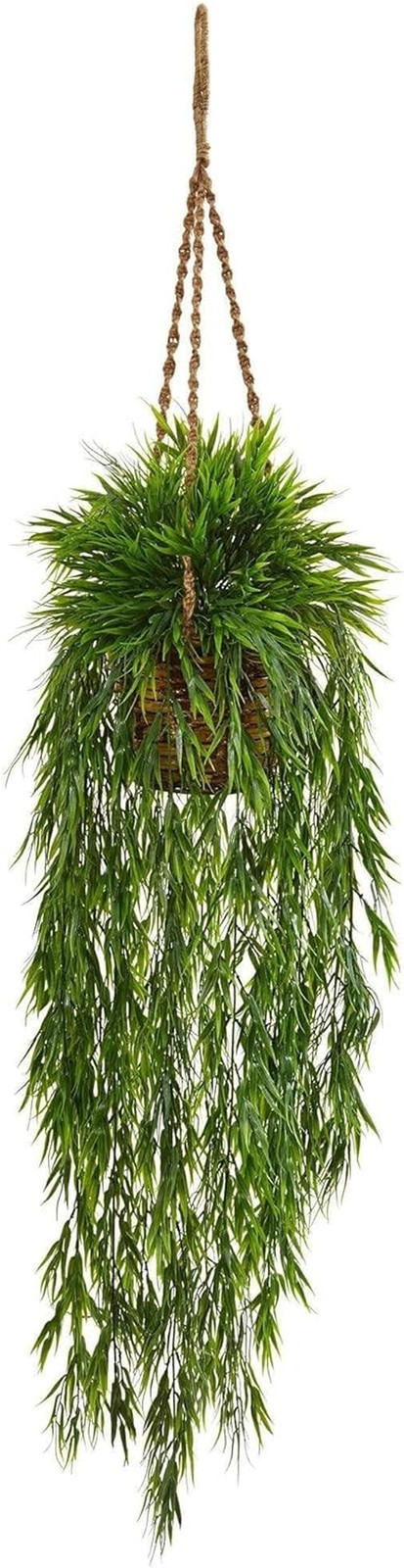 Charming Mini Bamboo Artificial Plant in Stylish Hanging Basket