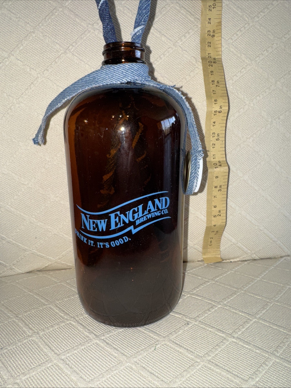 Handmade Denim Roses Flower 2nd Anniversary, Eco, New England Brewing Co Growler