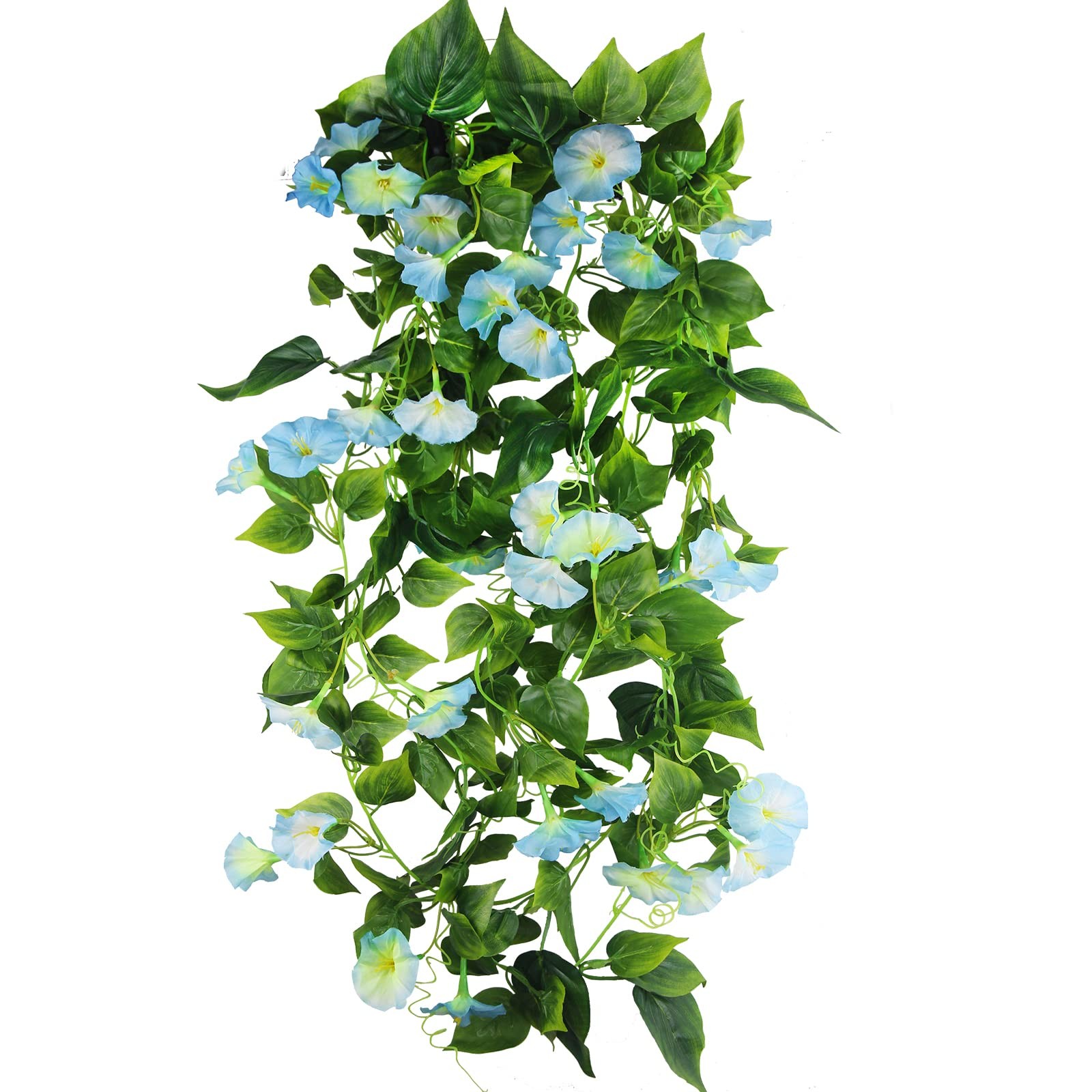 2 Pcs Artificial Vines Outdoors Silk Morning Glory Vines 15Feet Hanging Plants