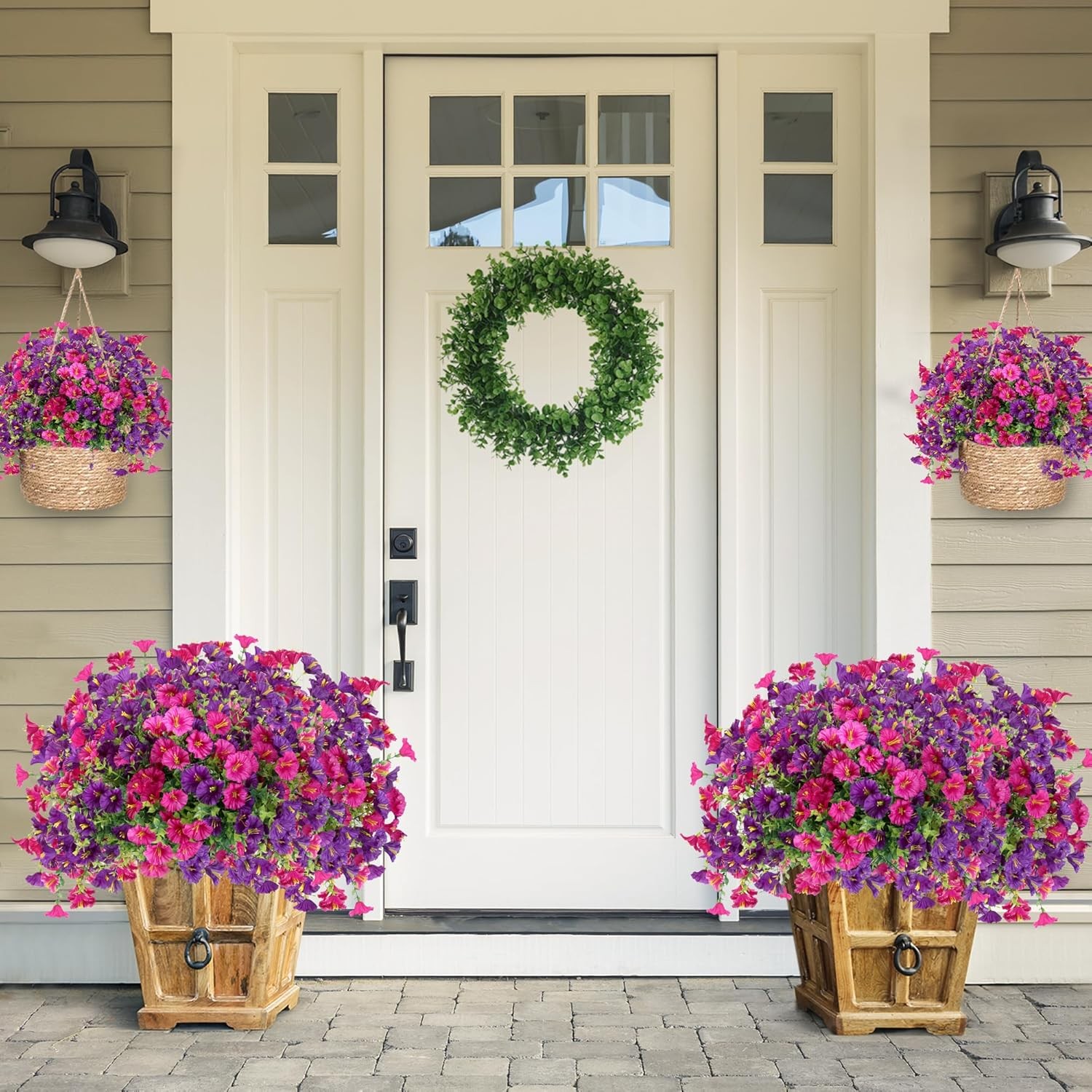 Artificial Flowers for Outdoors 12 Bundles Realistic Faux Plants UV Resistant Fa