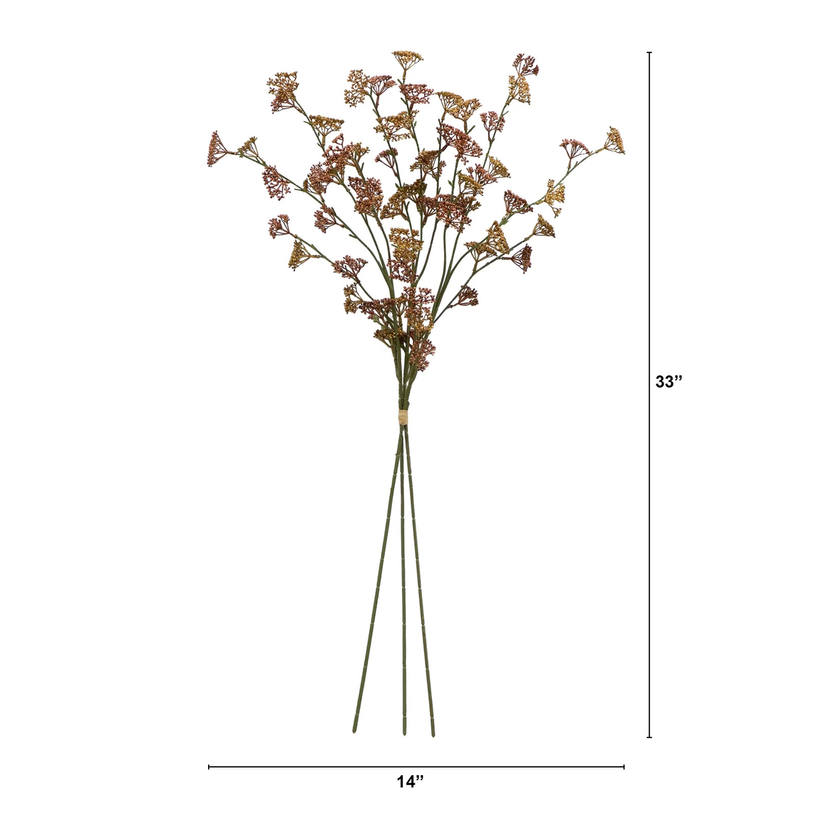 33″H Artificial Indoor Dried Rice Stems Fall Bundle, Set of 3