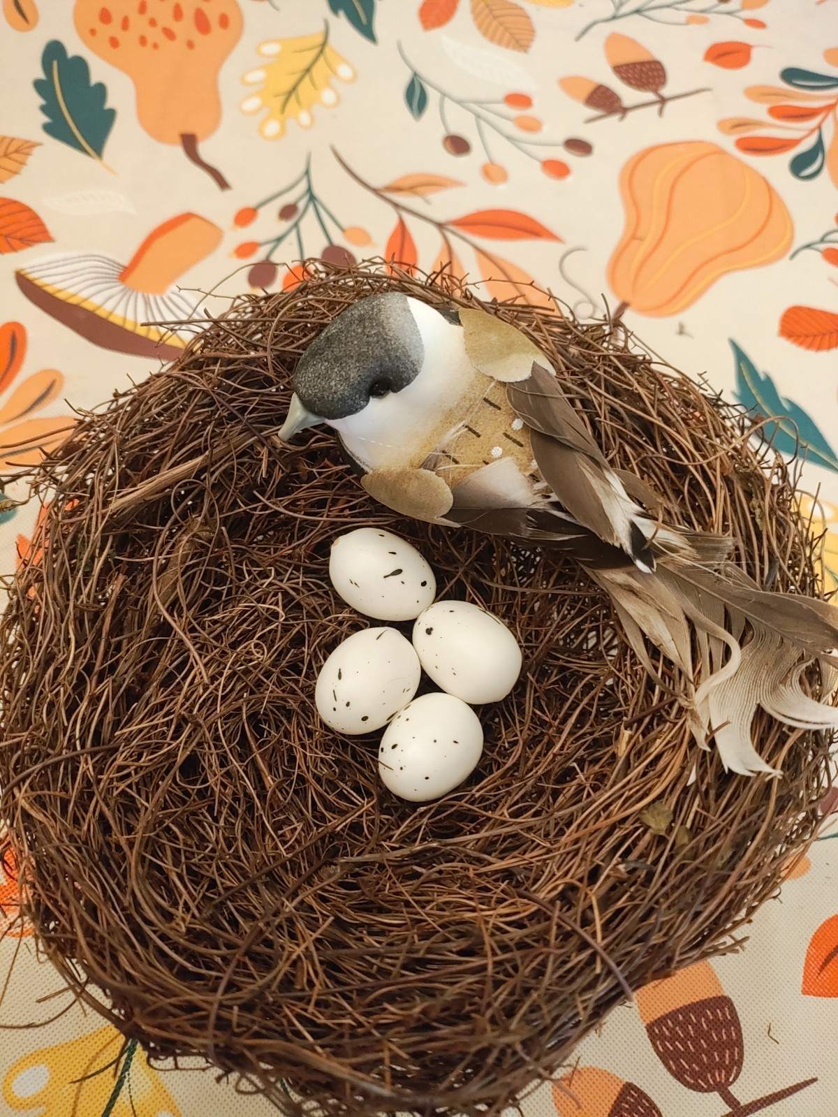 6″ Faux Artificial Bird’s Nest with 2 Bird’s & Colorful Eggs.