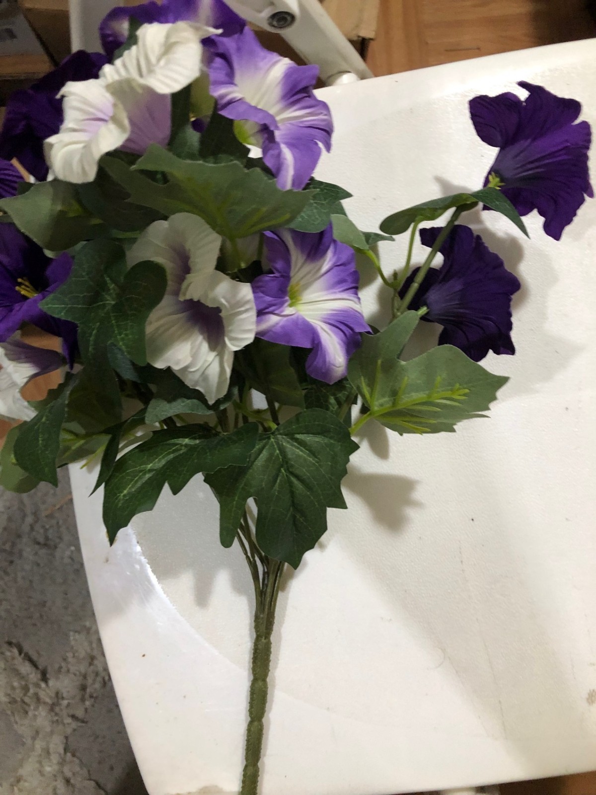 EACH Artificial Flowers for Outdoors, Faux Petunias Spring Summer Decoration(DR