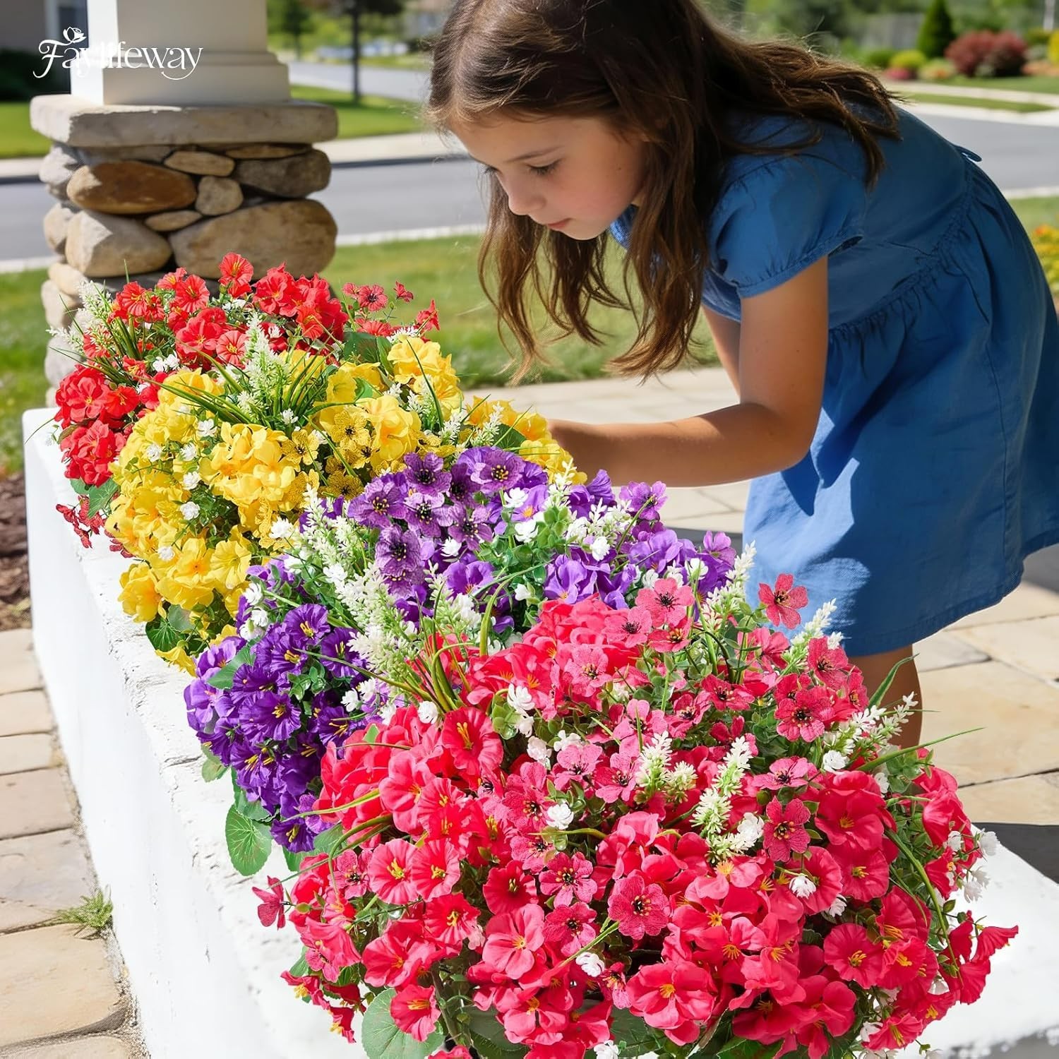 Stunning 16 Bundle Silk Flowers: Adjustable and Weatherproof for Outdoors