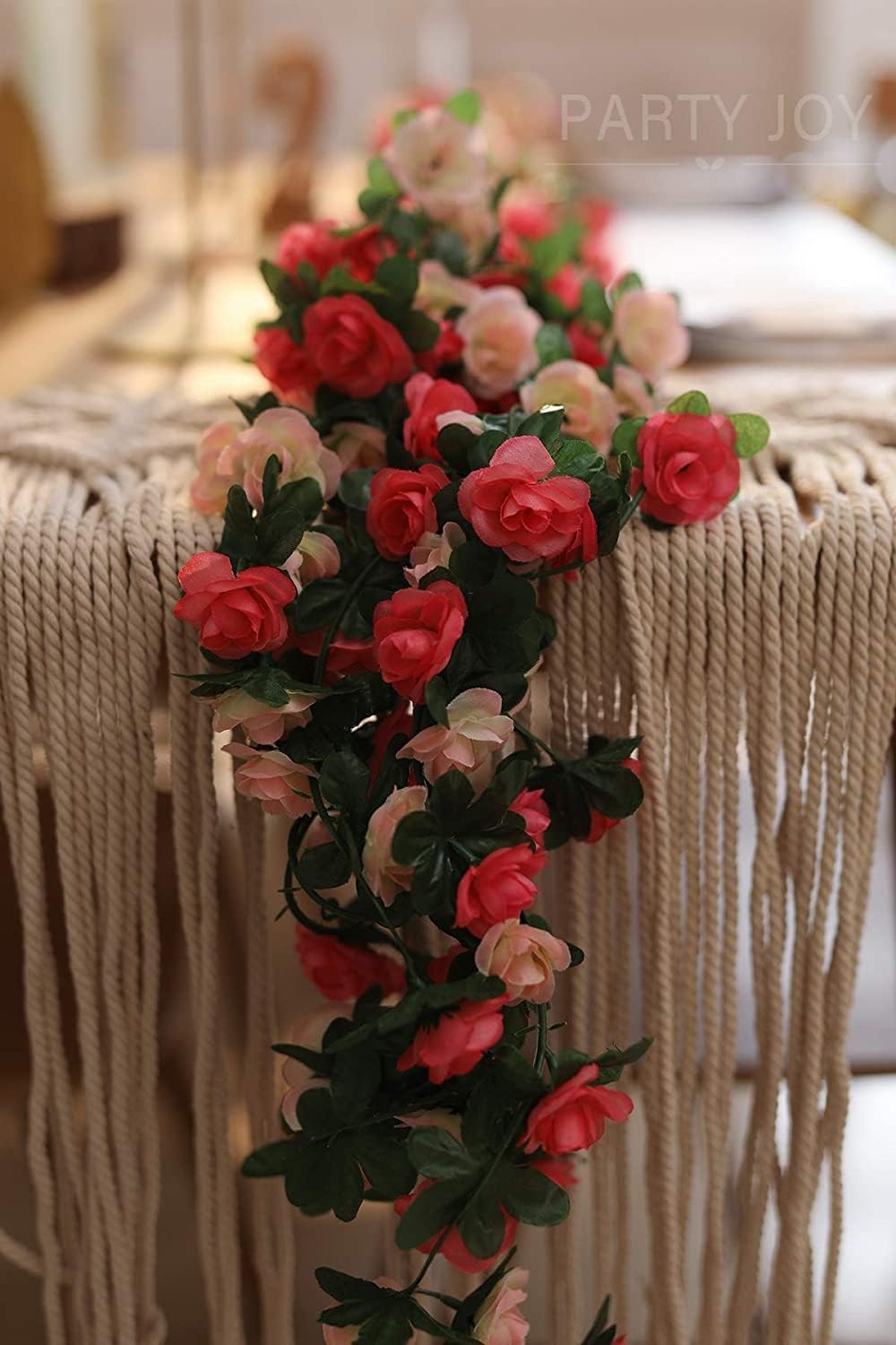 8pcs 65.6Ft Flower Garland,Fake Rose Vine Artificial Flowers Hanging Rose Ivy…