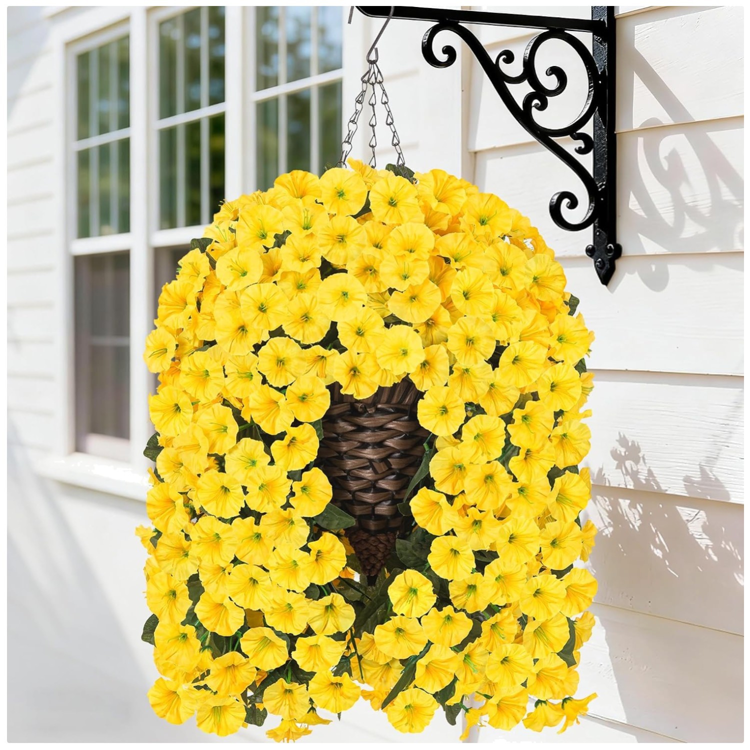 Yellow Morning Glory Hanging Flowers Basket