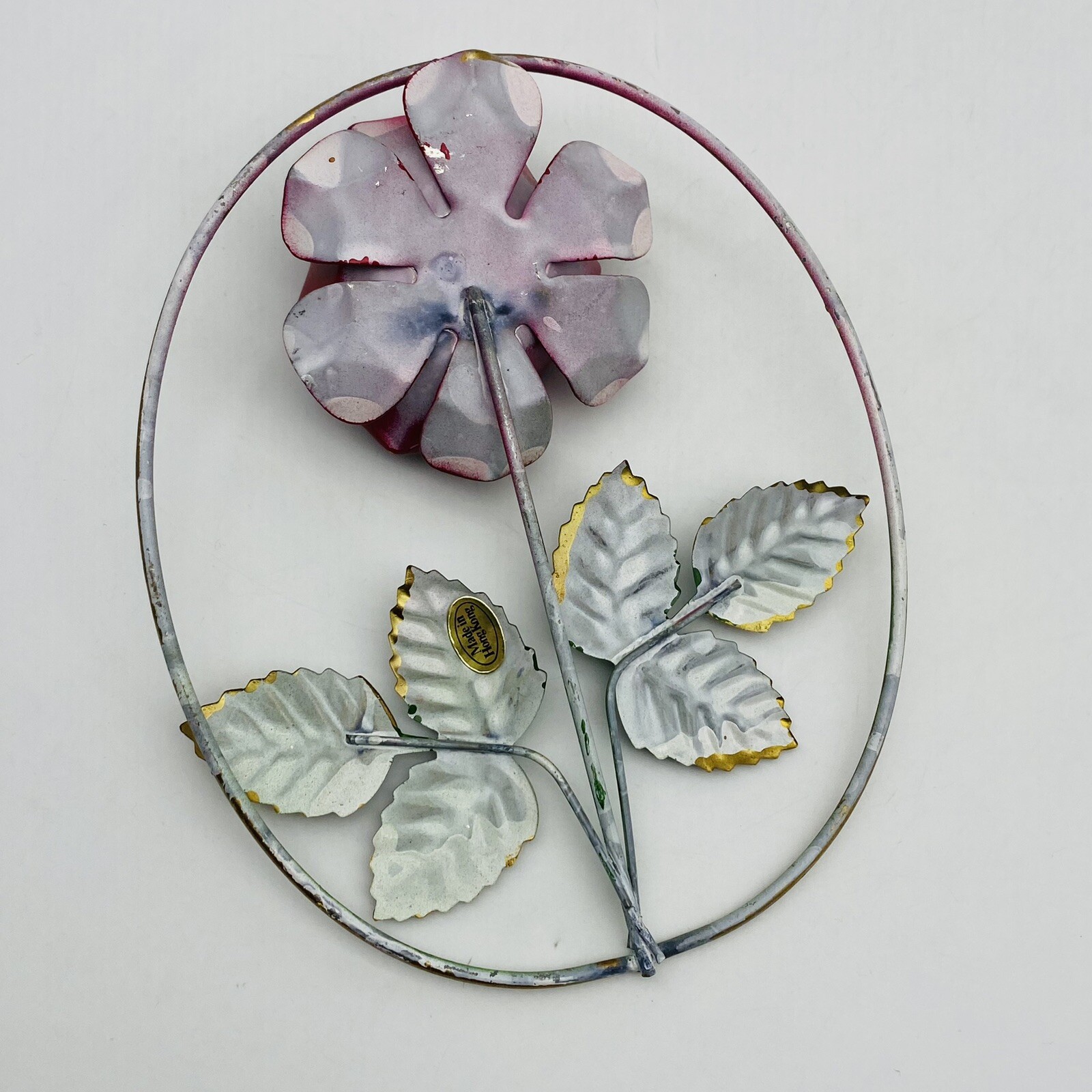 Vintage Red Rose Wreath metal wall place Made in Hong Kong