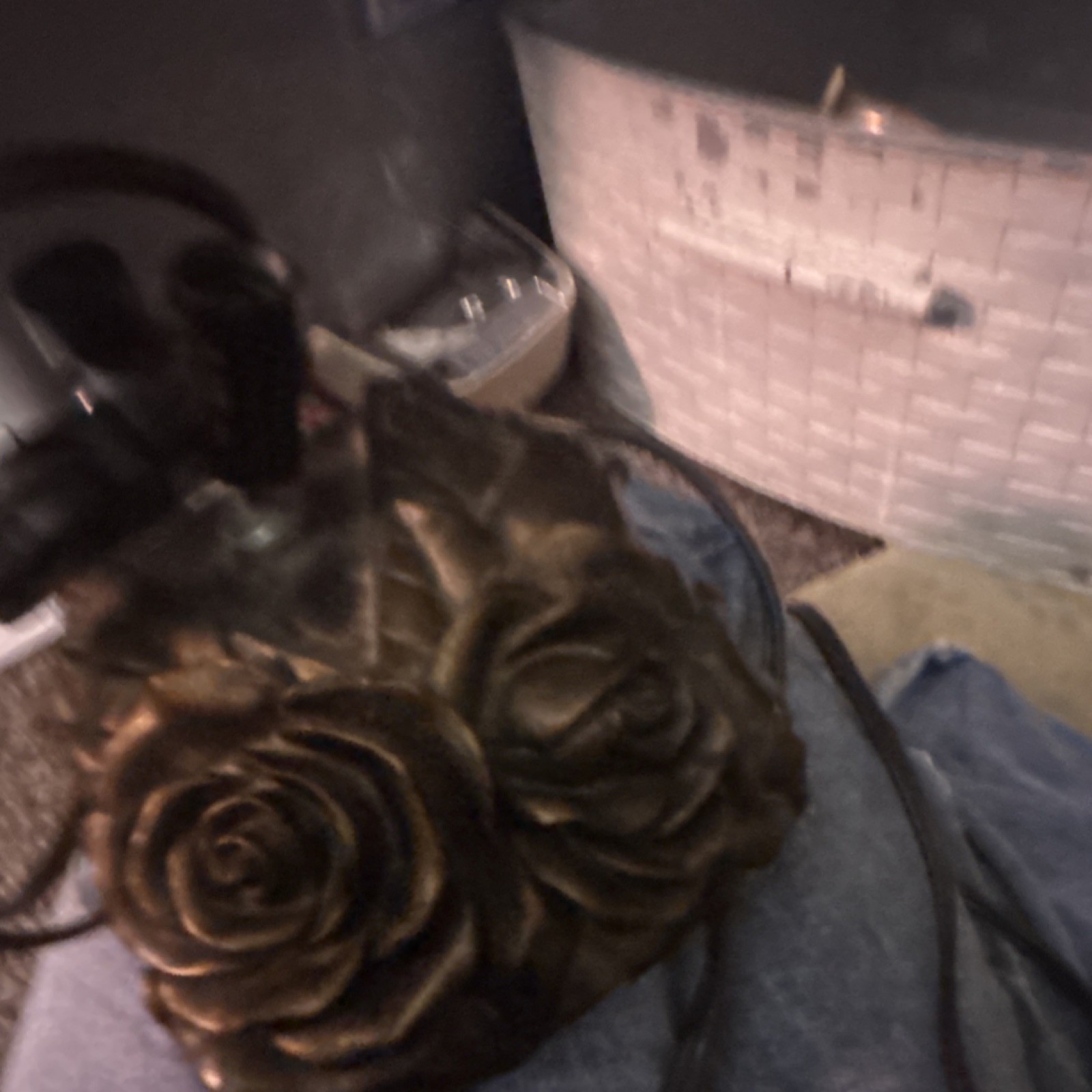 Vintage Style Rose Flower Lamp Base Bronze Gold Floral Decorative Lighting