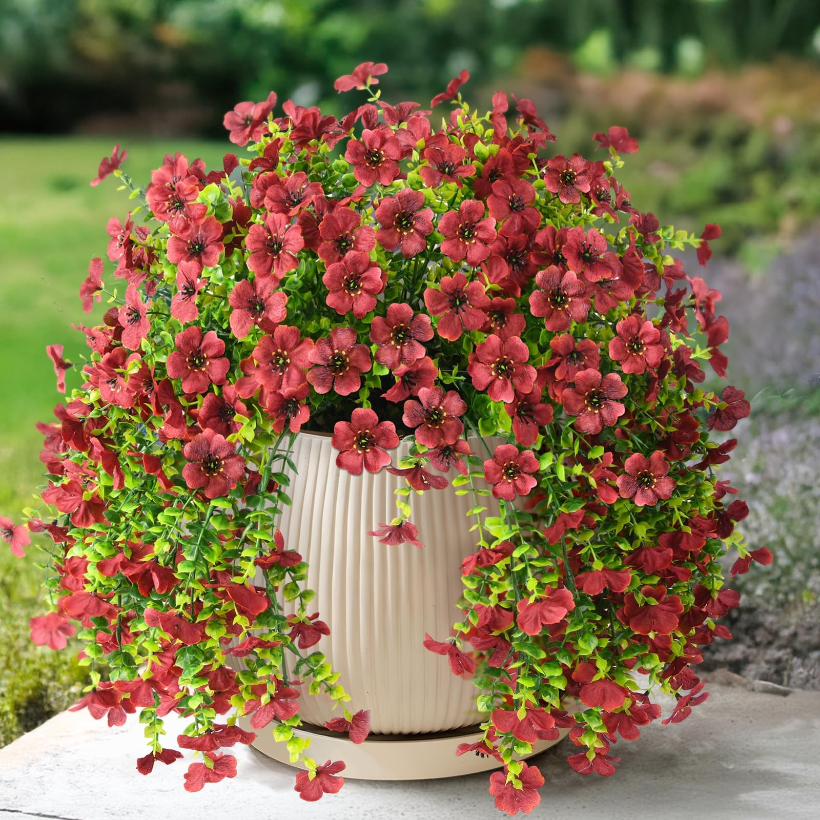 Artificial Fake Mums Flowers Plants for Outdoor Decoration, 2 PCS Faux Daisy …