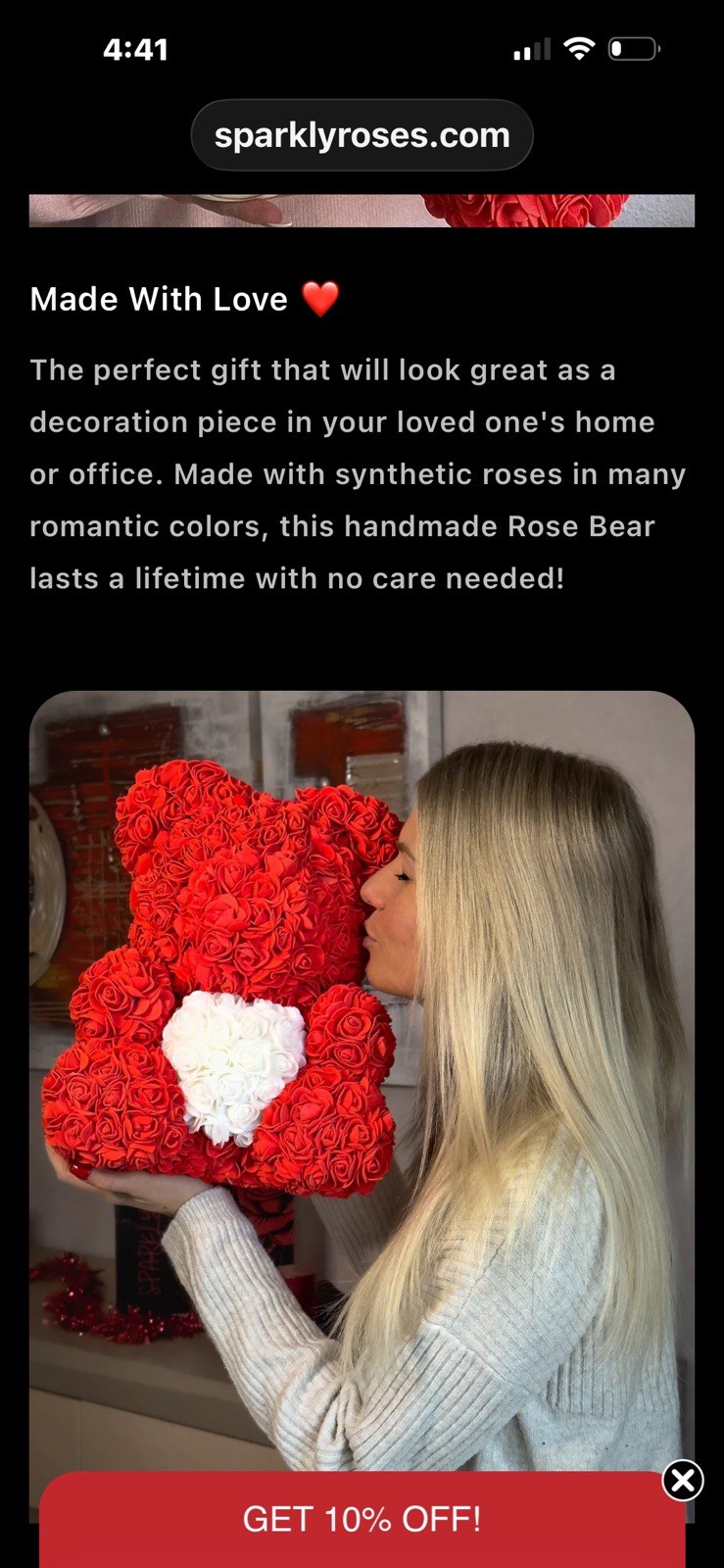 Sparkly Roses Red Teddy Bear
