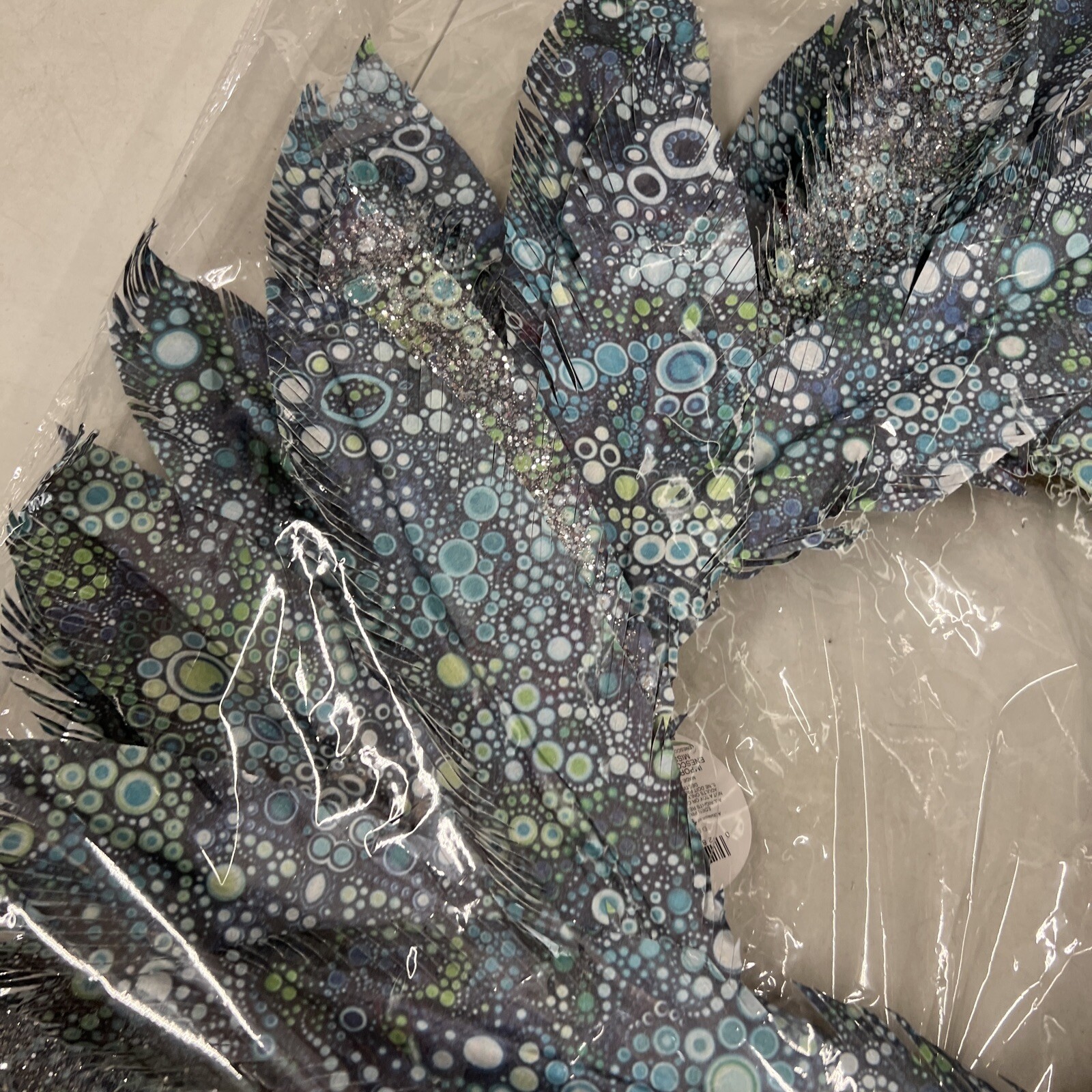 Lot Of 8 Dept 56 Coast Pearl Bay Watercolor Faux Feather Wreath Blue Green 24”