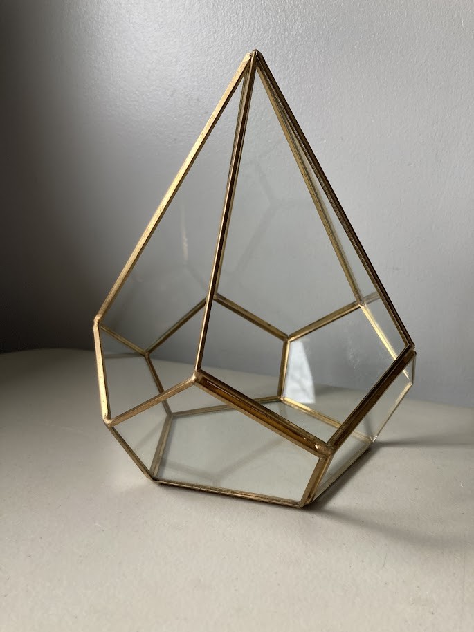 Vintage Clear Glass Geometric Teardrop Terrarium Air Plant Display Art Container