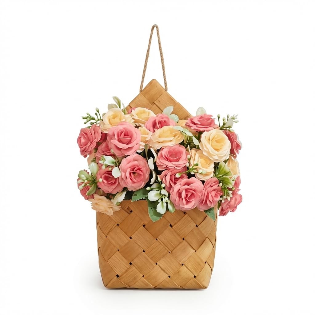 Wall Decor – Cottage Core Decor,Artificial Flower Bouquet & Handwoven Basket,…