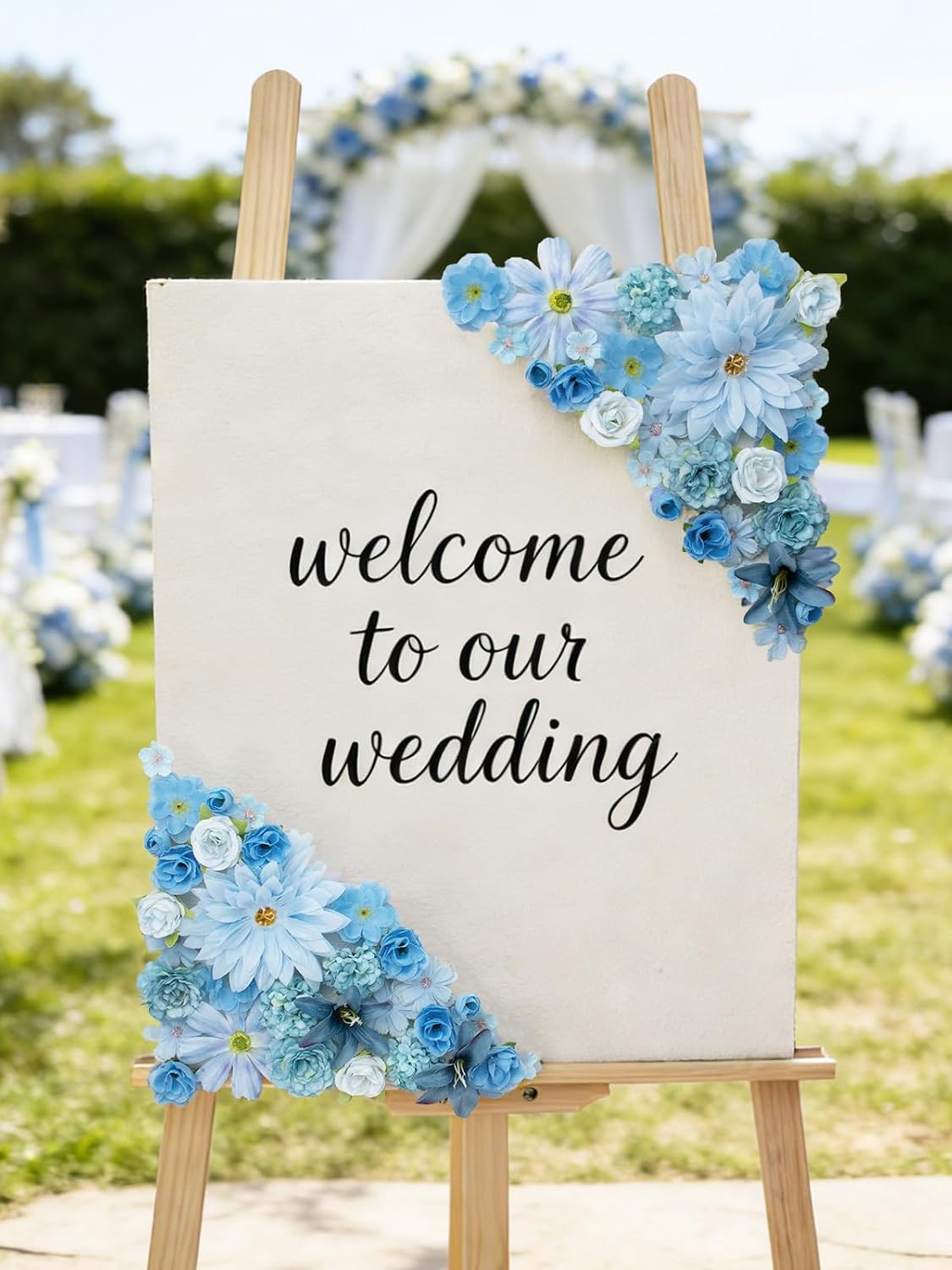 Artificial Flowers Heads for Craft, 98 Pcs Mix Blue Silk Faux Flower Combo wi…