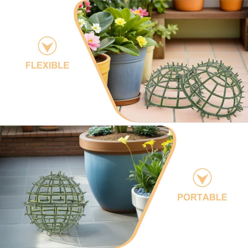8Pcs Durable Plastic Artificial Topiary Ball Cage Green Flower Display Stand