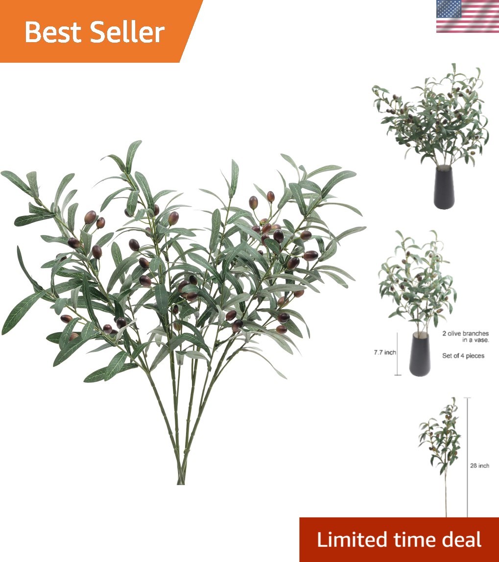 Natural Look Olive Stems 28″ Tall – Ideal for DIY Floral Crafts & Arrangements