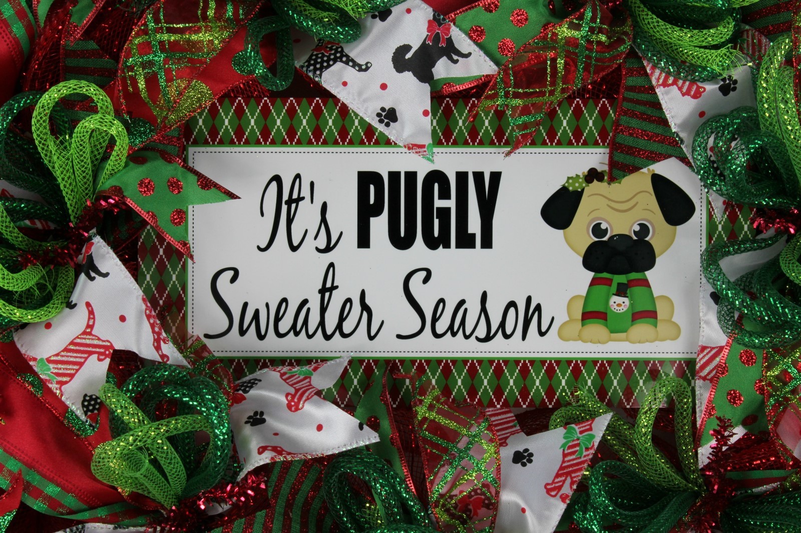 Dog Christmas Wreath, Dog Holiday Wreath, Ugly Sweater Wreath, Dog Wreath