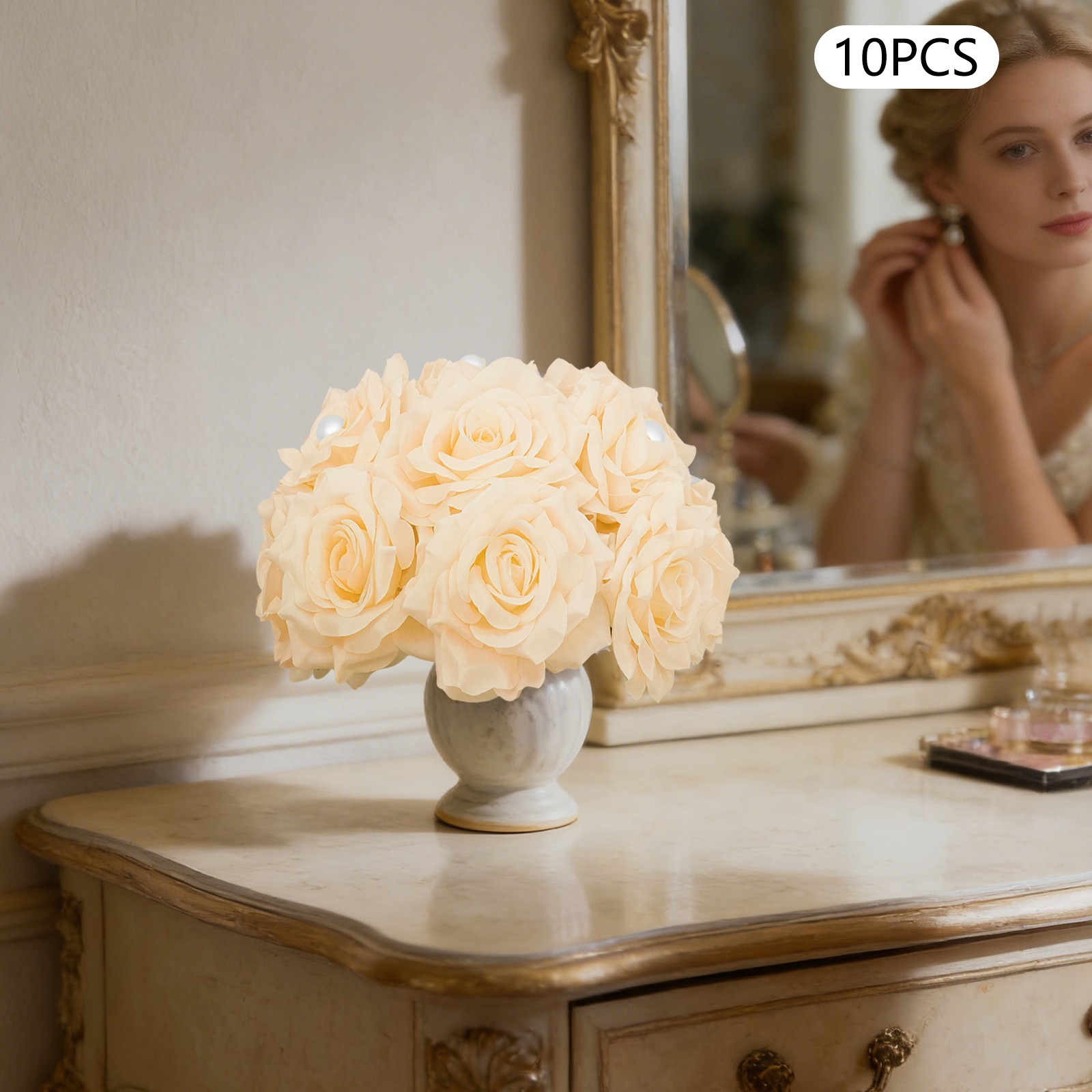 10*Bouquet Wedding Artificial Flower Balls for Table Deco, Deep Champagne Color