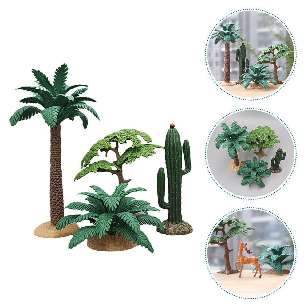 4Pcs Mini Palm Trees and Cactus Artificial Plant Decor Set for DIY Craft Scen…