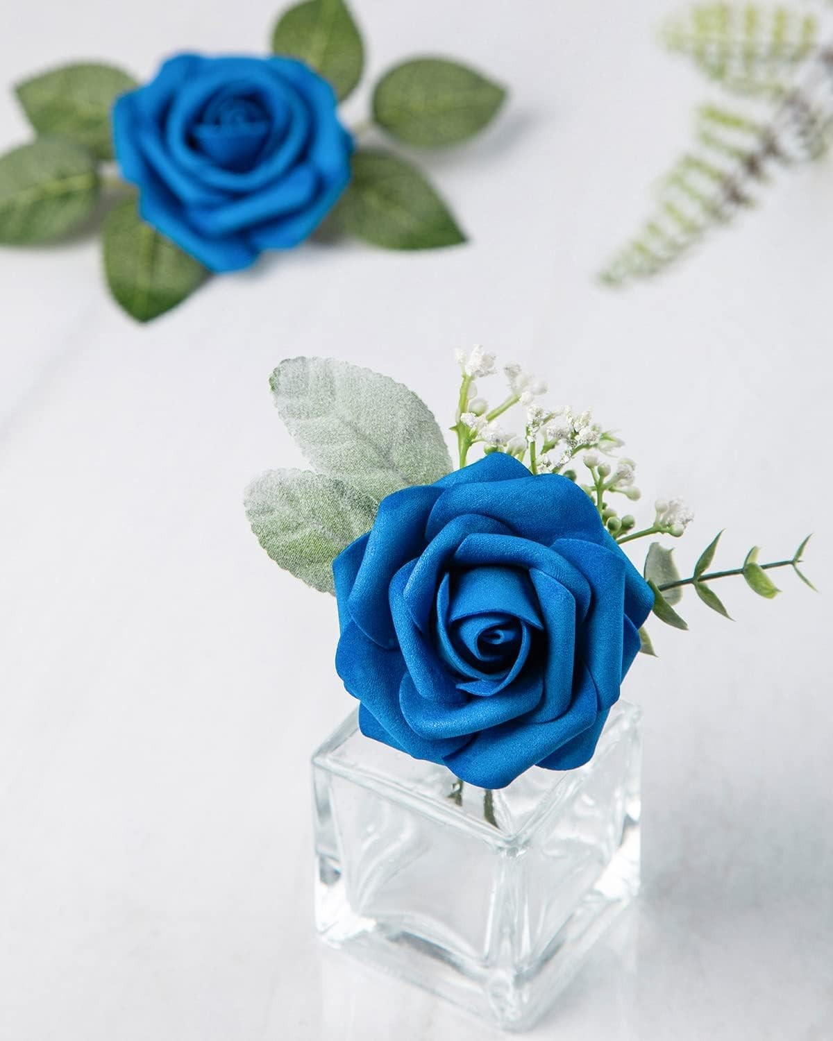 25 Royal Blue Artificial Roses – Eco-Friendly Foam Flowers for DIY Weddings
