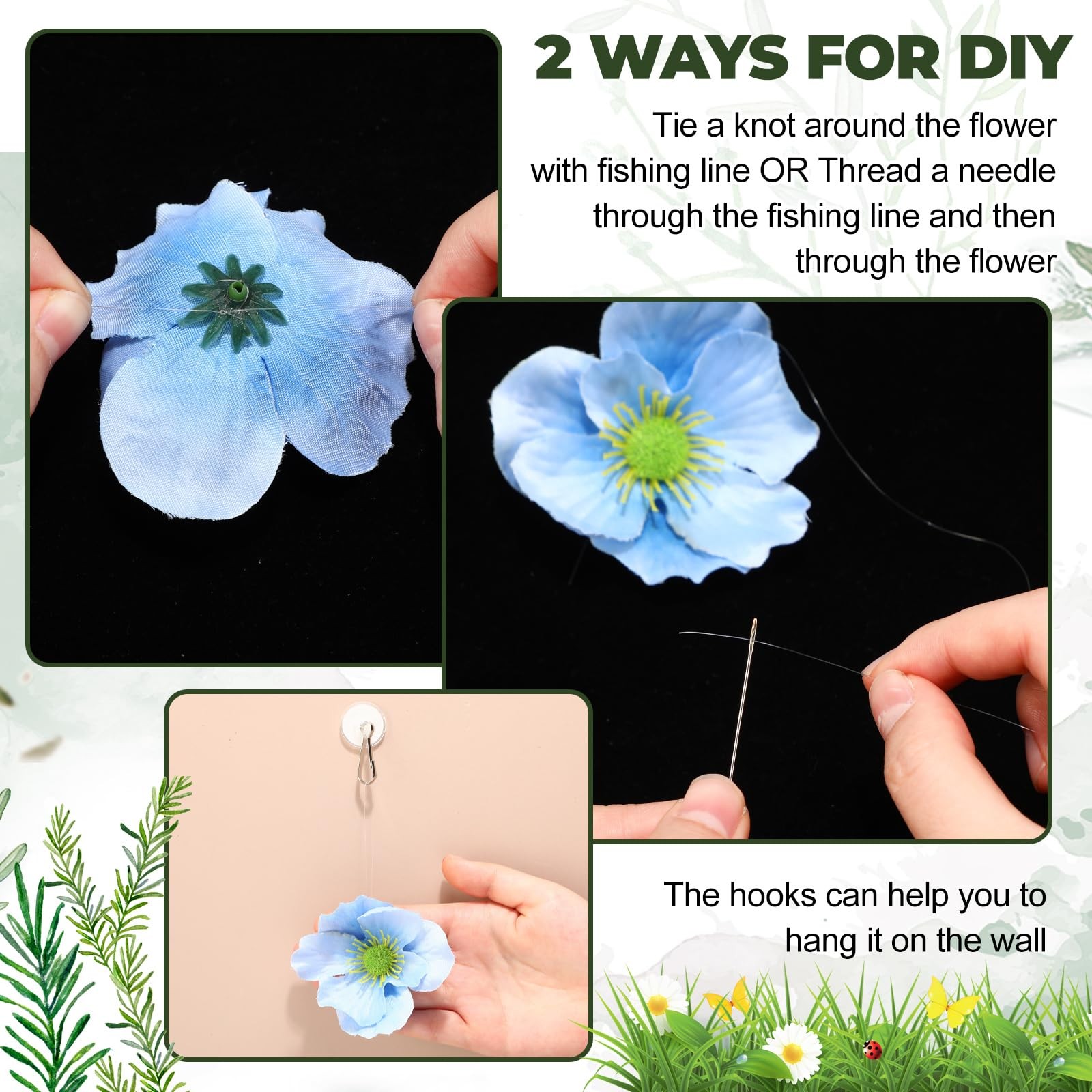 124 Pcs DIY 3D Wildflower Greenery Leaf Hanging Spring Decor Woodland Colorfu…