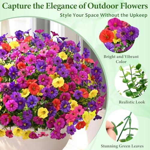 Artificial Flowers for 14 Bundles Purple+fuchsia+deep Purple+red+yellow