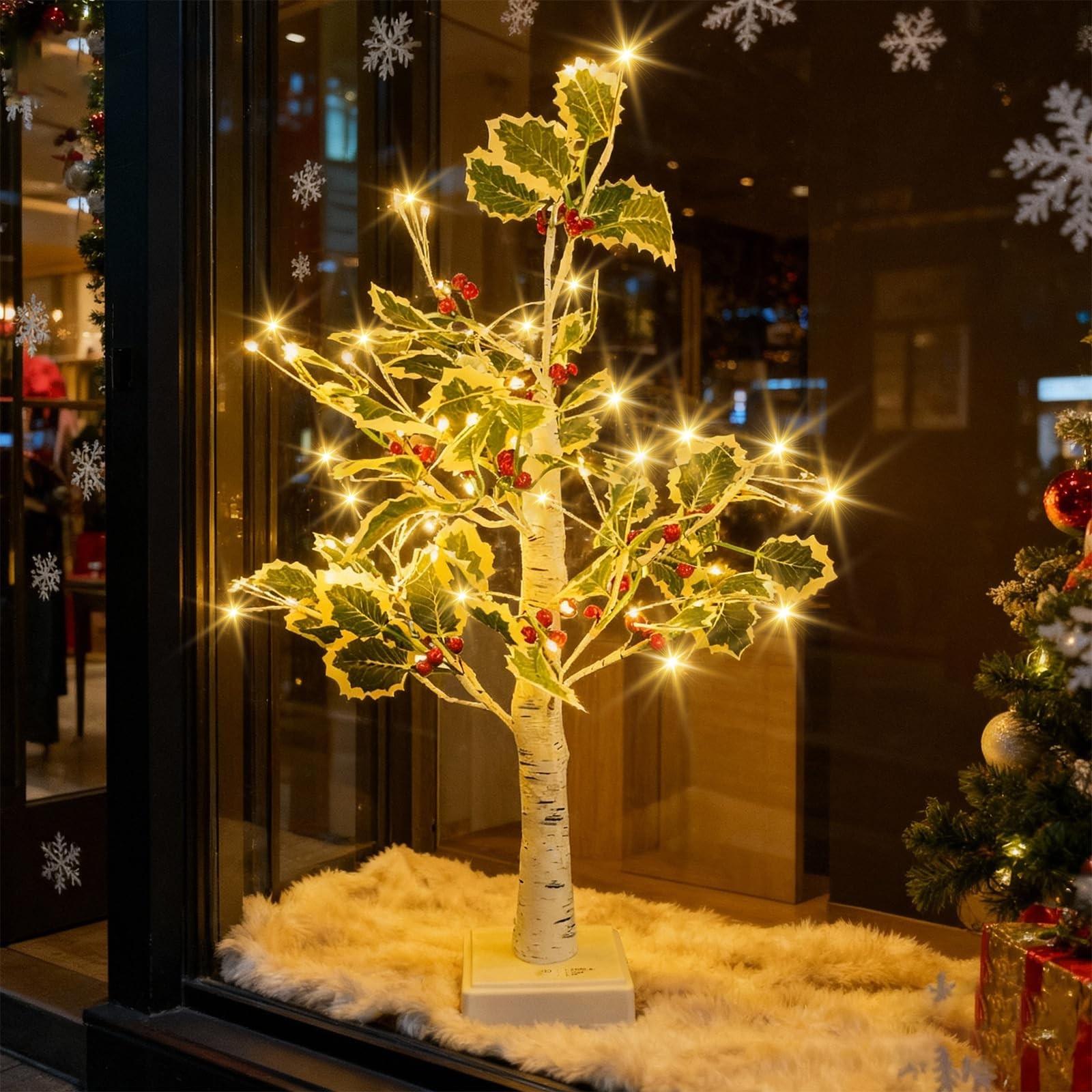 Artificial Lighted Christmas Tree, 2 Ft 72 LEDs Lighted Birch Tree with Timer…