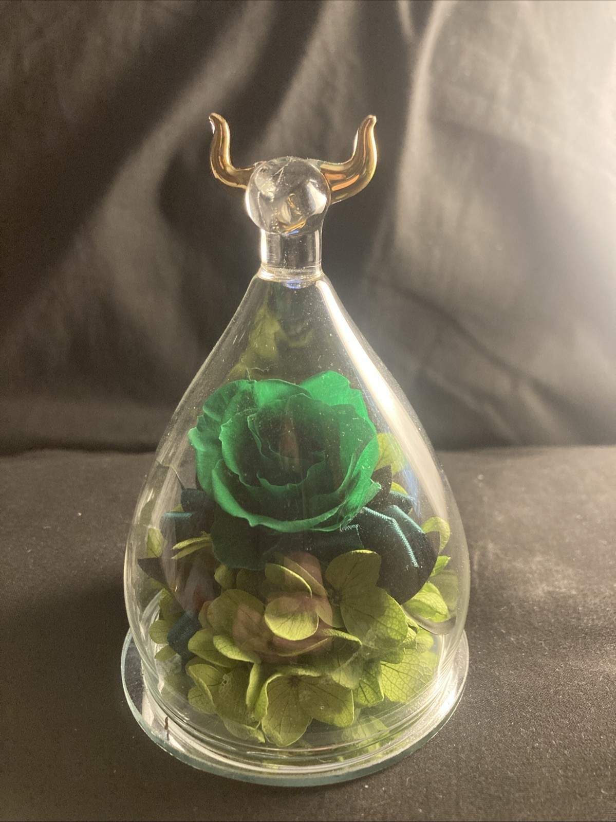 Zodiac Forever Rose Taurus. Real Rose In Glass Dome- Dipped In Gold Version