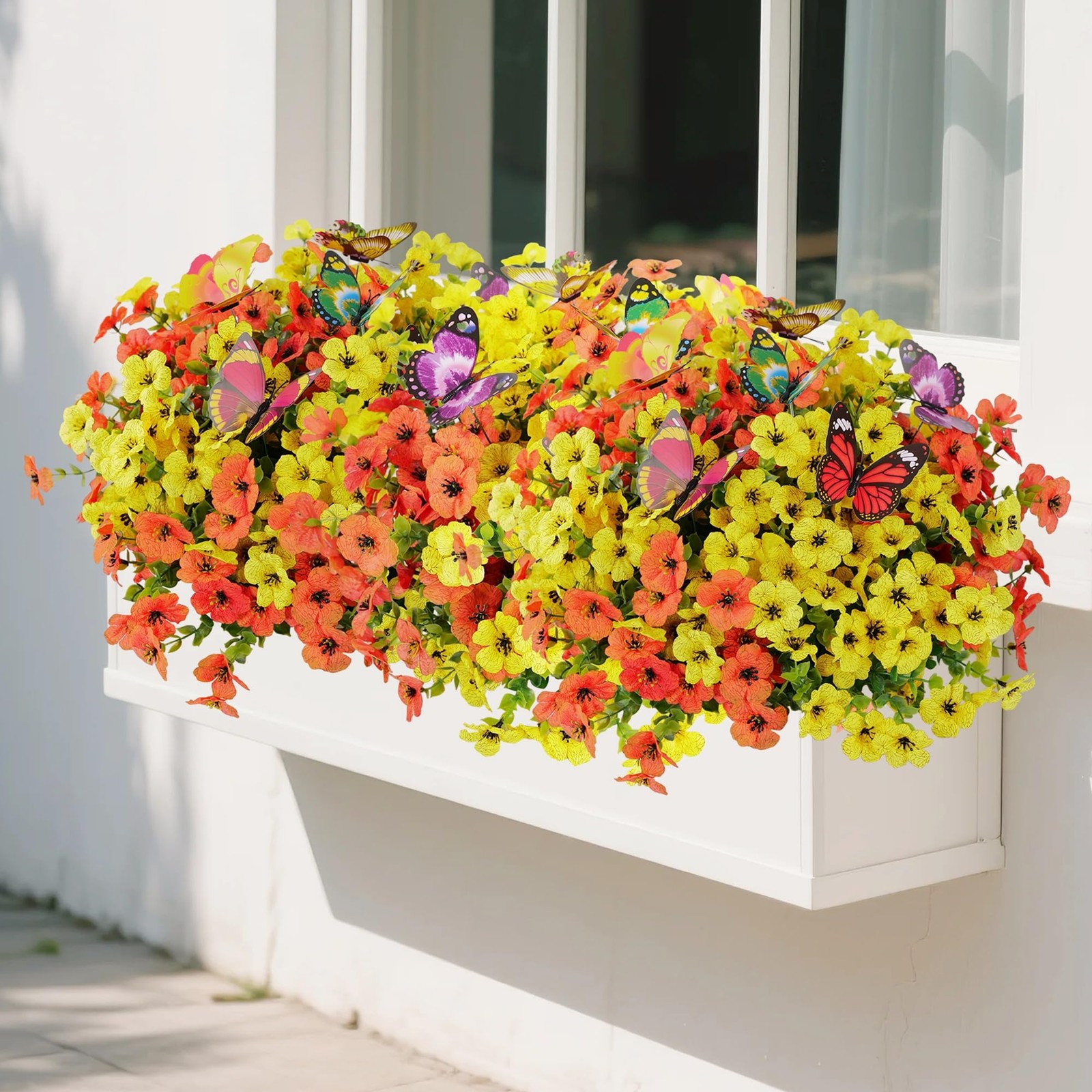 20 Bundles Artificial Flowers for Outdoors‌ and 6 Faux Butterflies