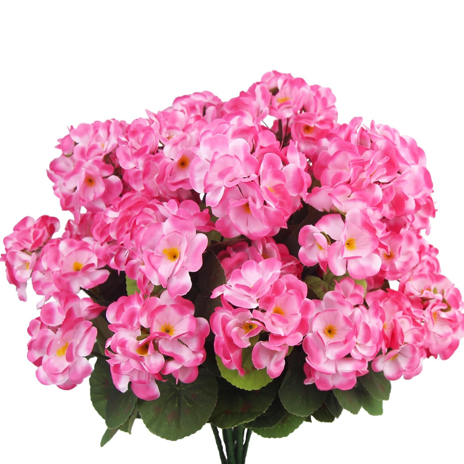 8 Pcs Pink Artificial Geraniums – UV Resistant Faux Flowers for Home, Garden, Pa