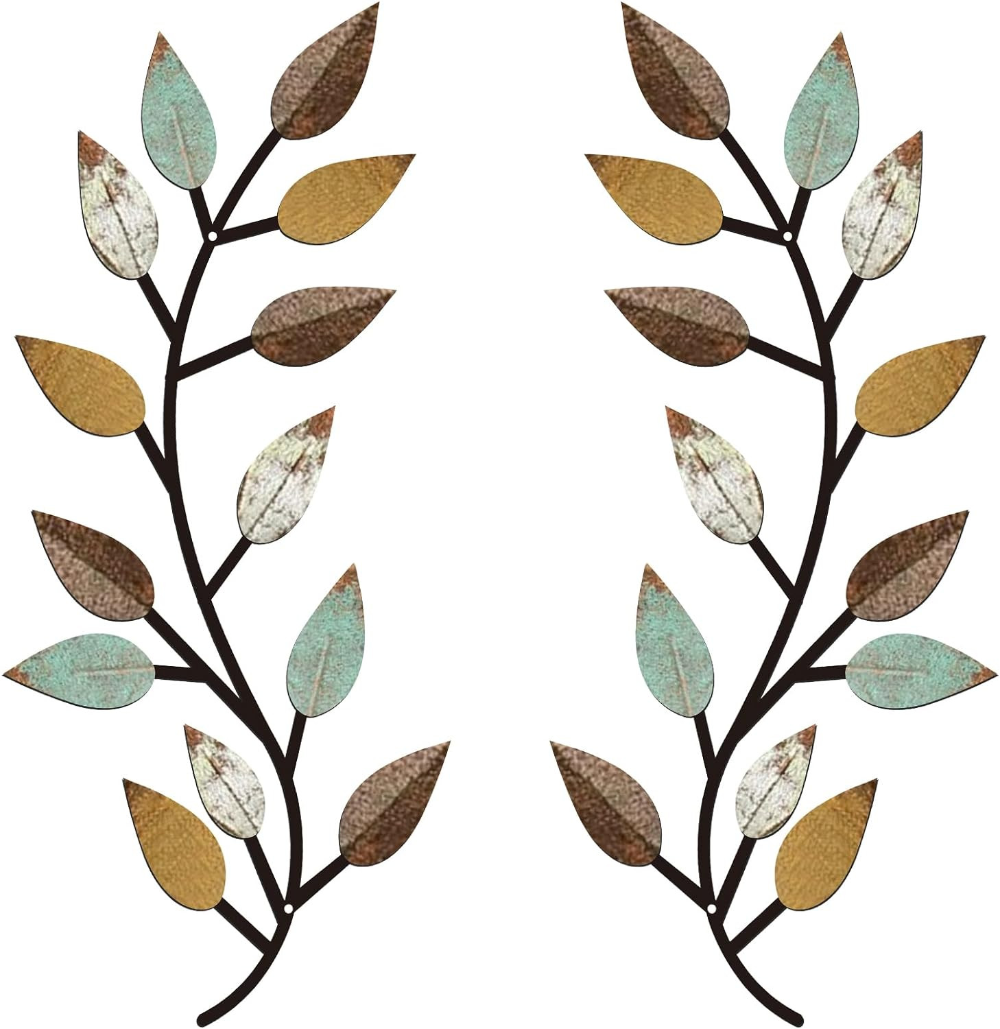 2 Pieces Metal Tree Leaf Wall Decor Vine Olive Branch Leaf Wall Art