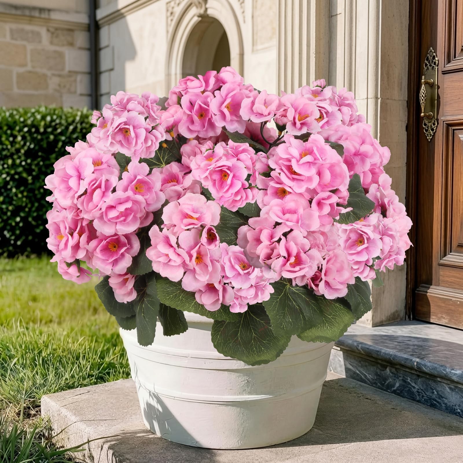 Artificial Geraniums for Outdoors 6PCS Silk Geraniums UV Resistant Faux Geran…
