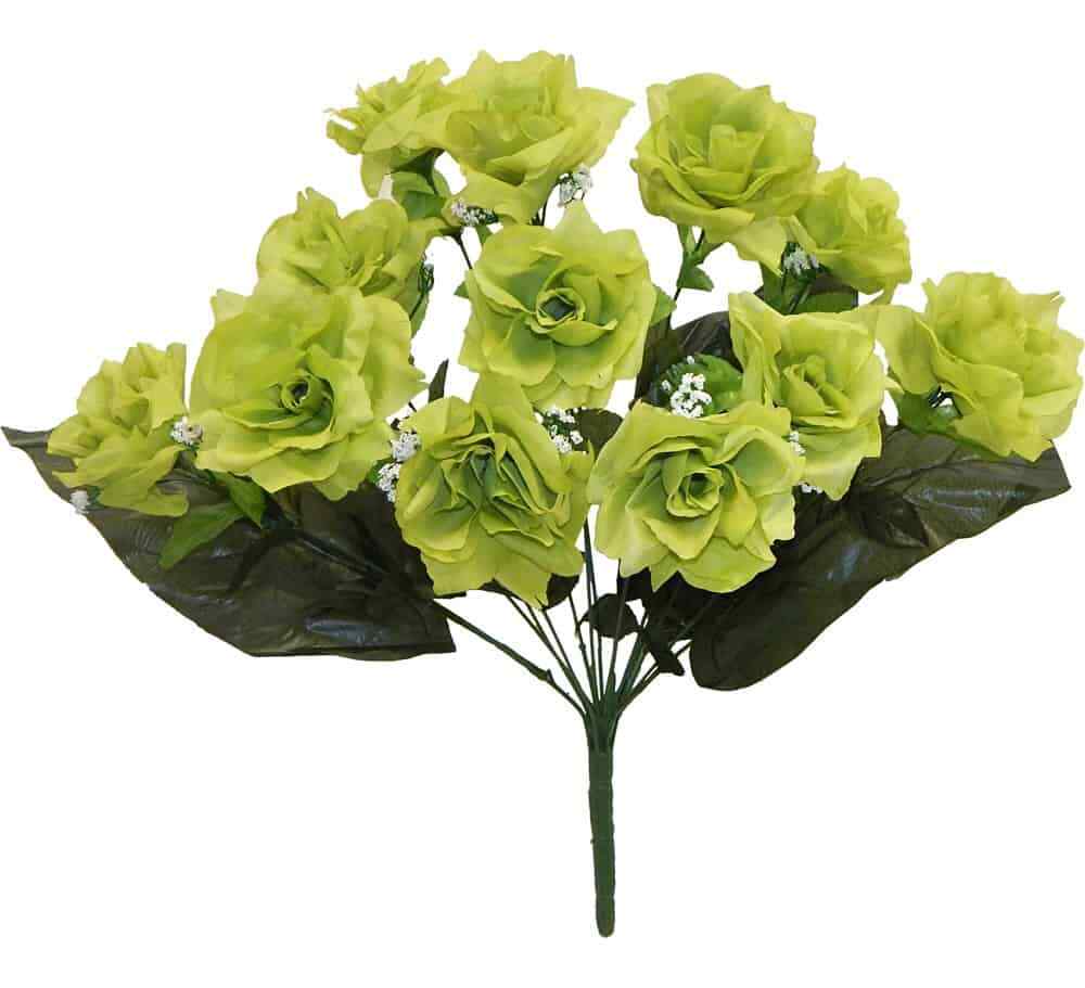 Open Rose Bush 12 Stems 21in Sage